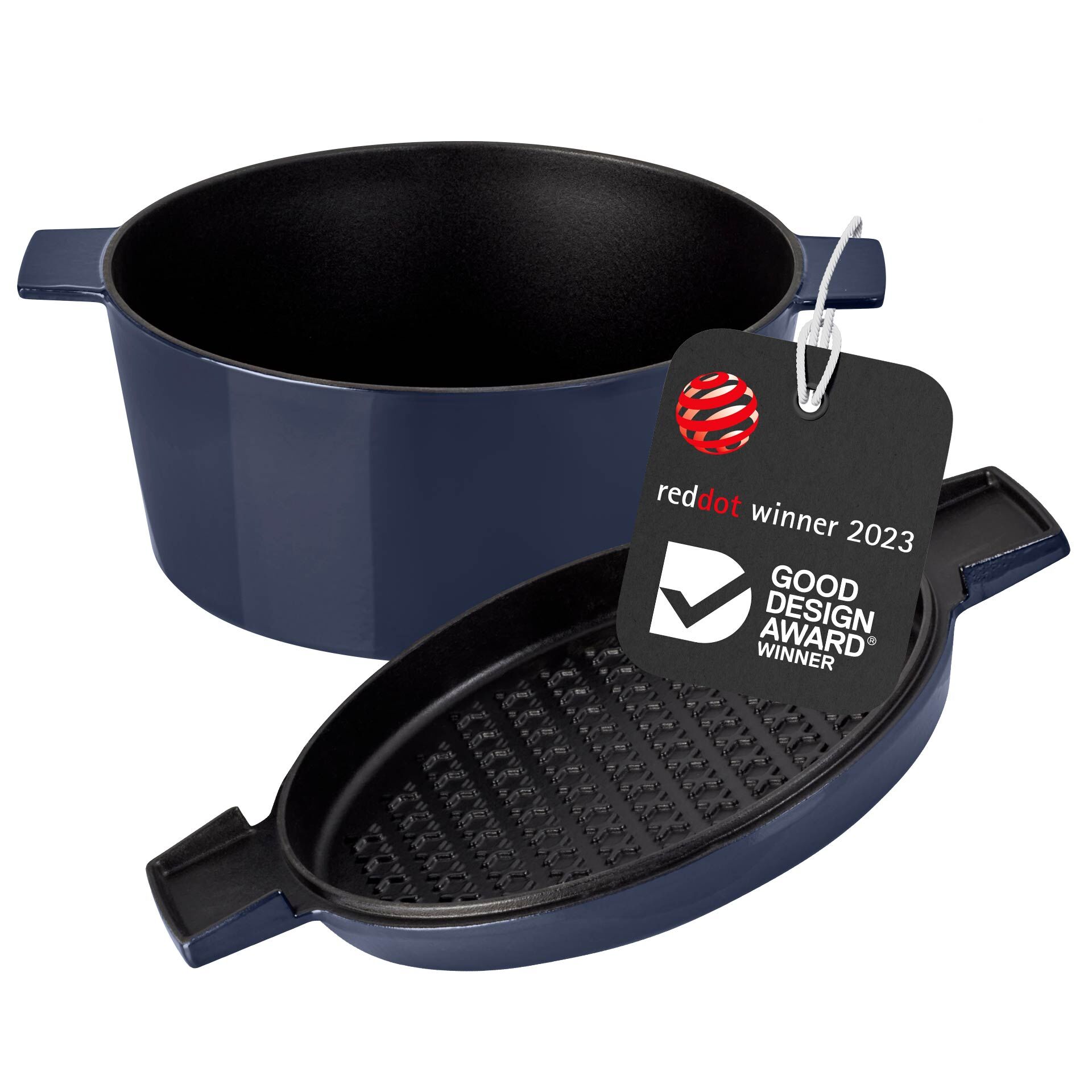 Cocotte mit Grilldeckel, 28cm, Gusseisen, blau Cocotte mit Grilldeckel, 28cm, Gusseisen, blau