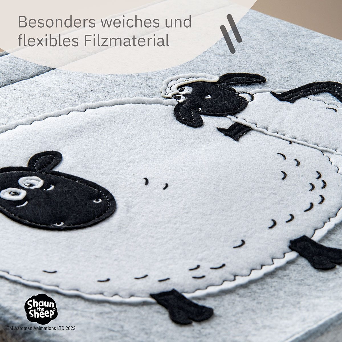 Aufbewahrungsbox Shaun mit Freund, Filz, 33x33x33cm