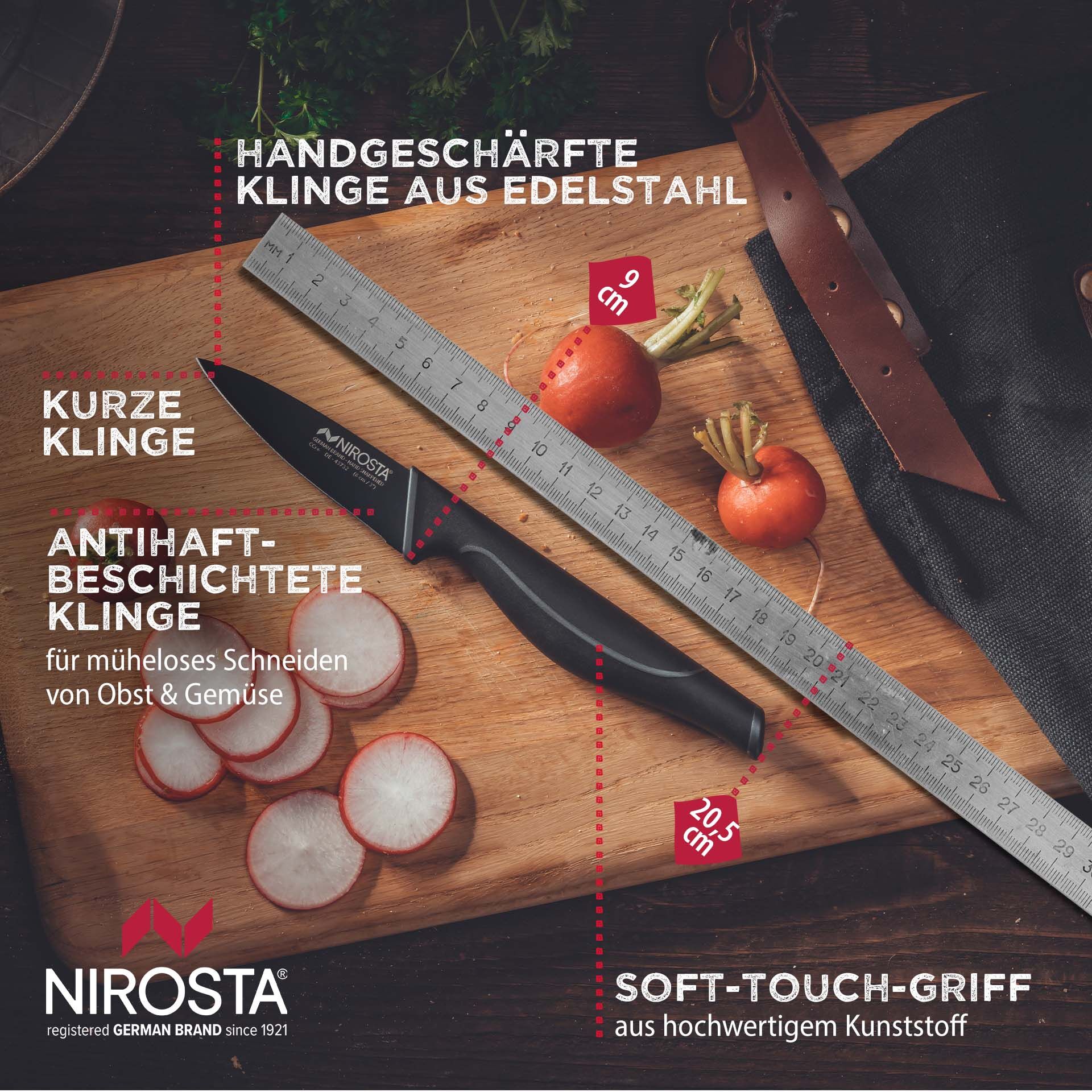 Gemüsemesser Wave, 9cm Klinge