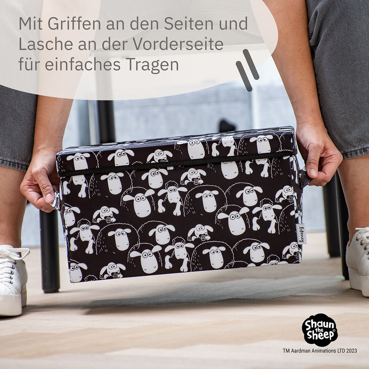 Aufbewahrungsbox mit Deckel Shaun schwarz, 25x37x21cm