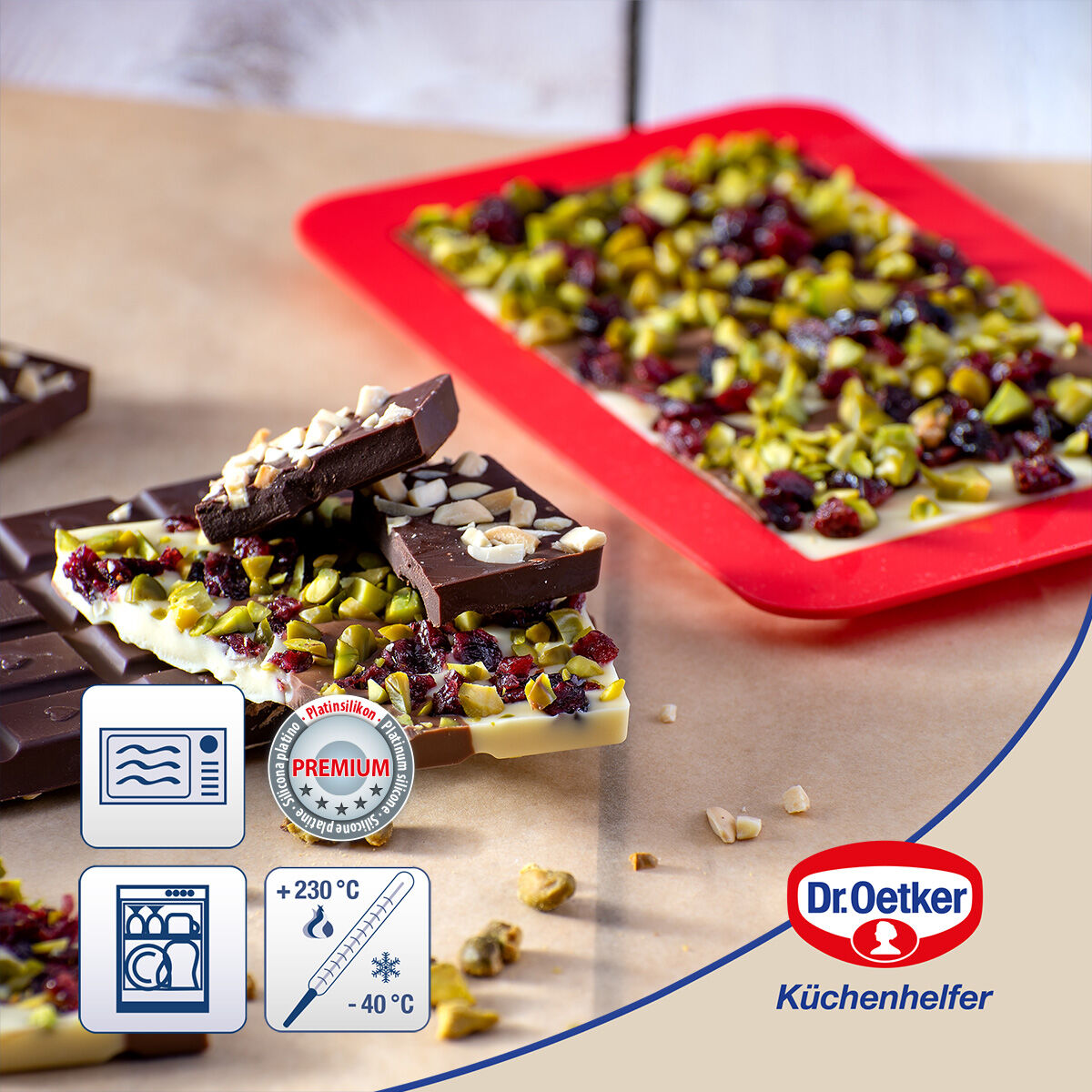 Schokoladenform Süße Tafeln rot, Silikon, 2 Stück