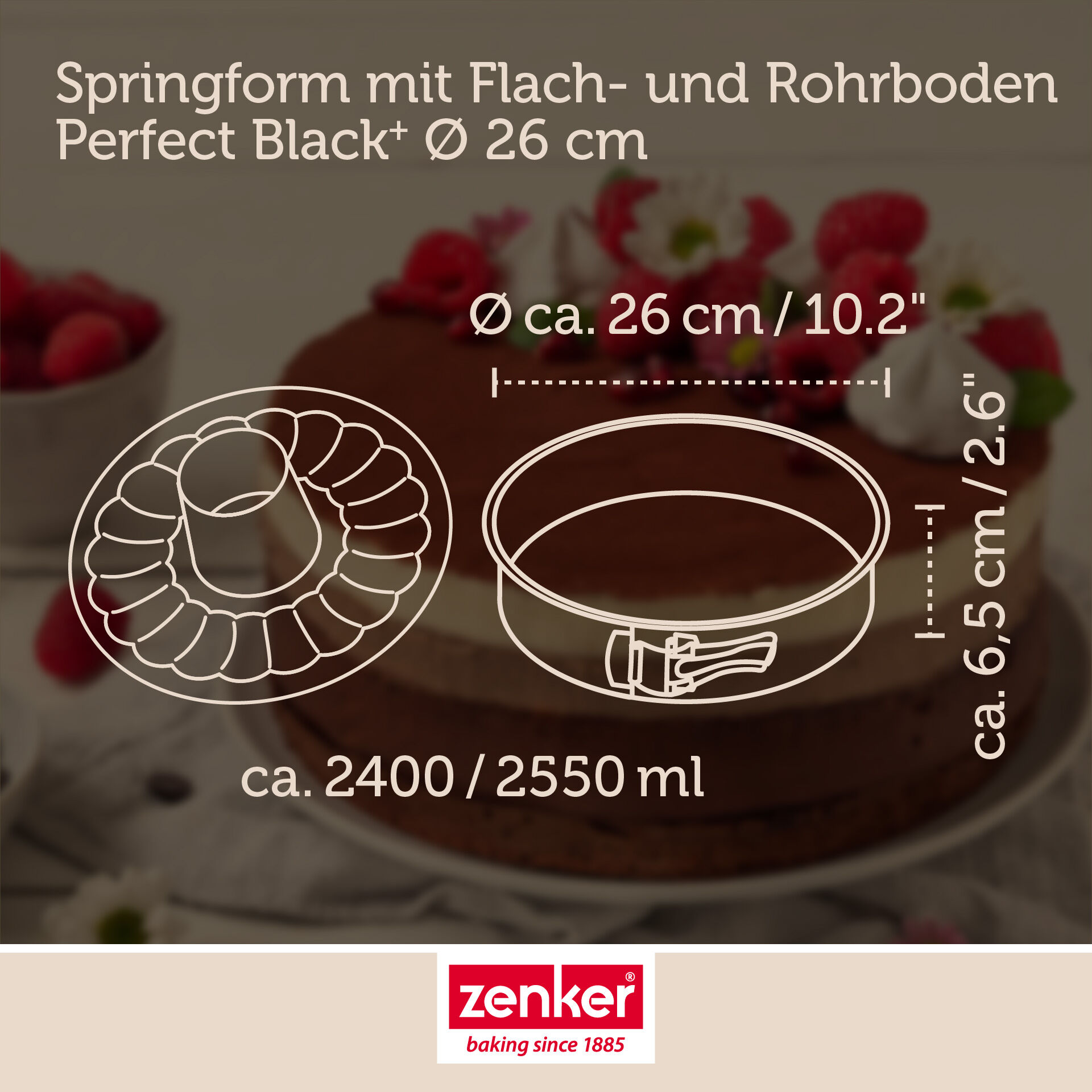 Springform mit Flach- und Rohrboden Perfect Black+, Ø26cm