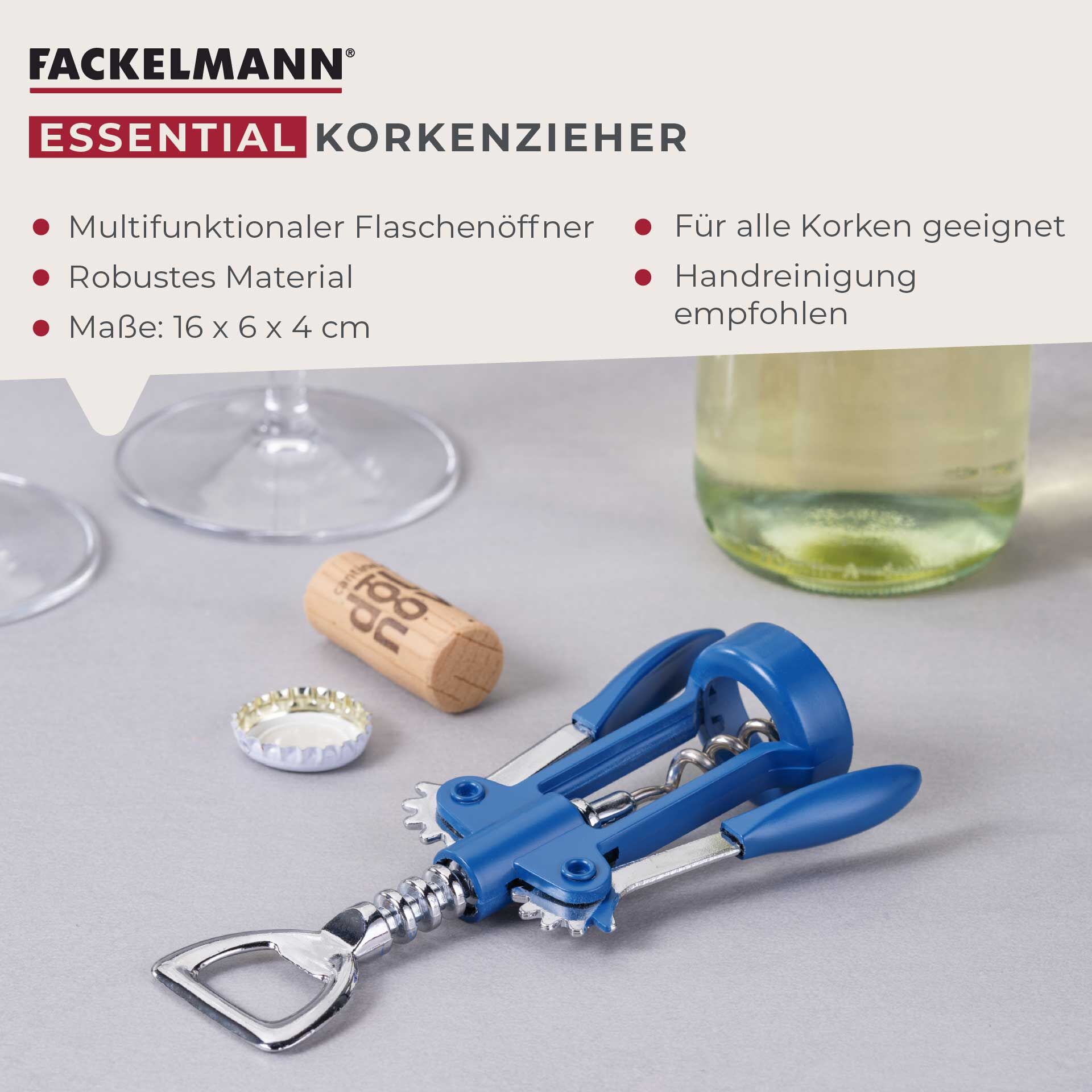 Hebelkorkenzieher Essential, blau
