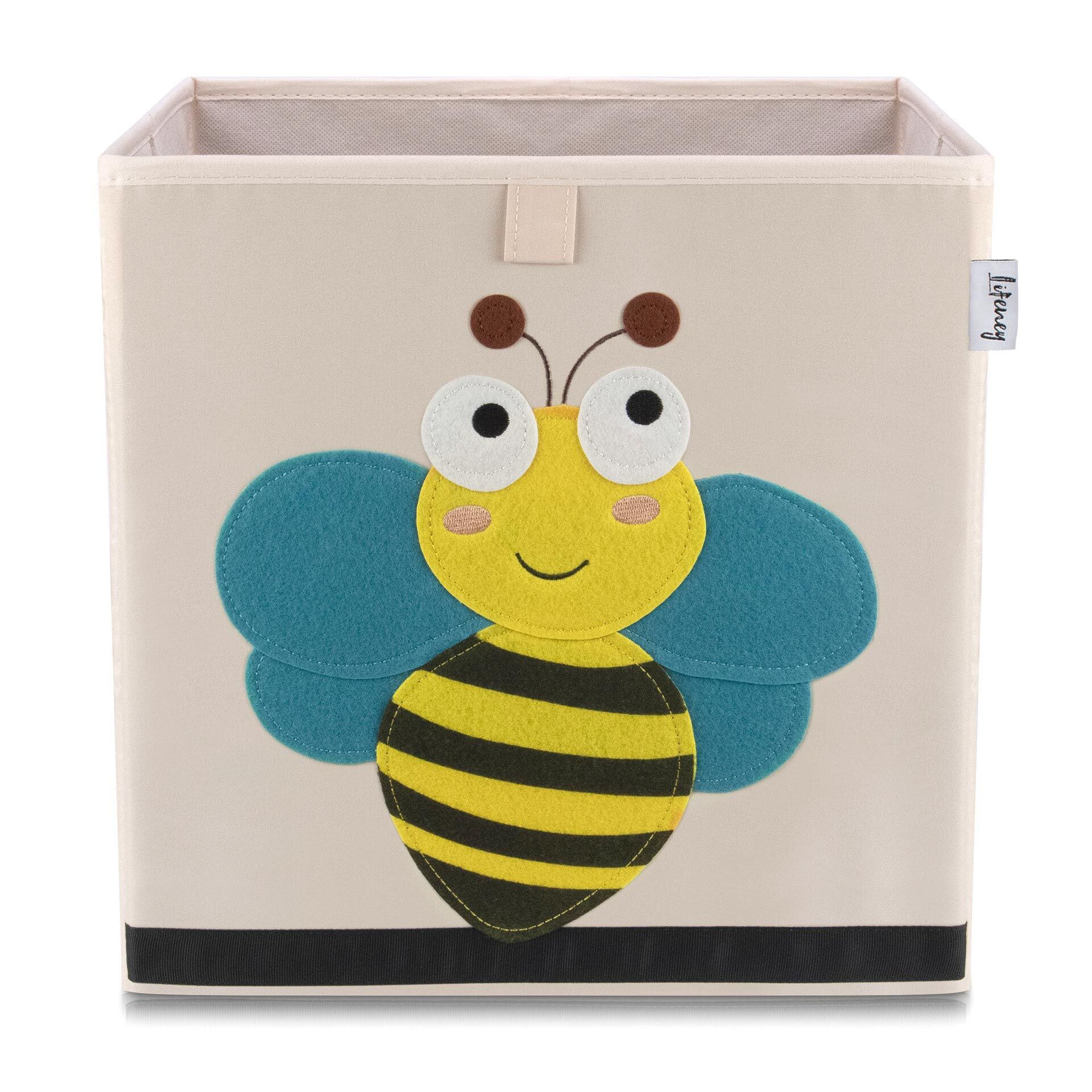 Aufbewahrungsbox 3er-Set Biene Hund & Schweinchen, beige, 33x33x33cm