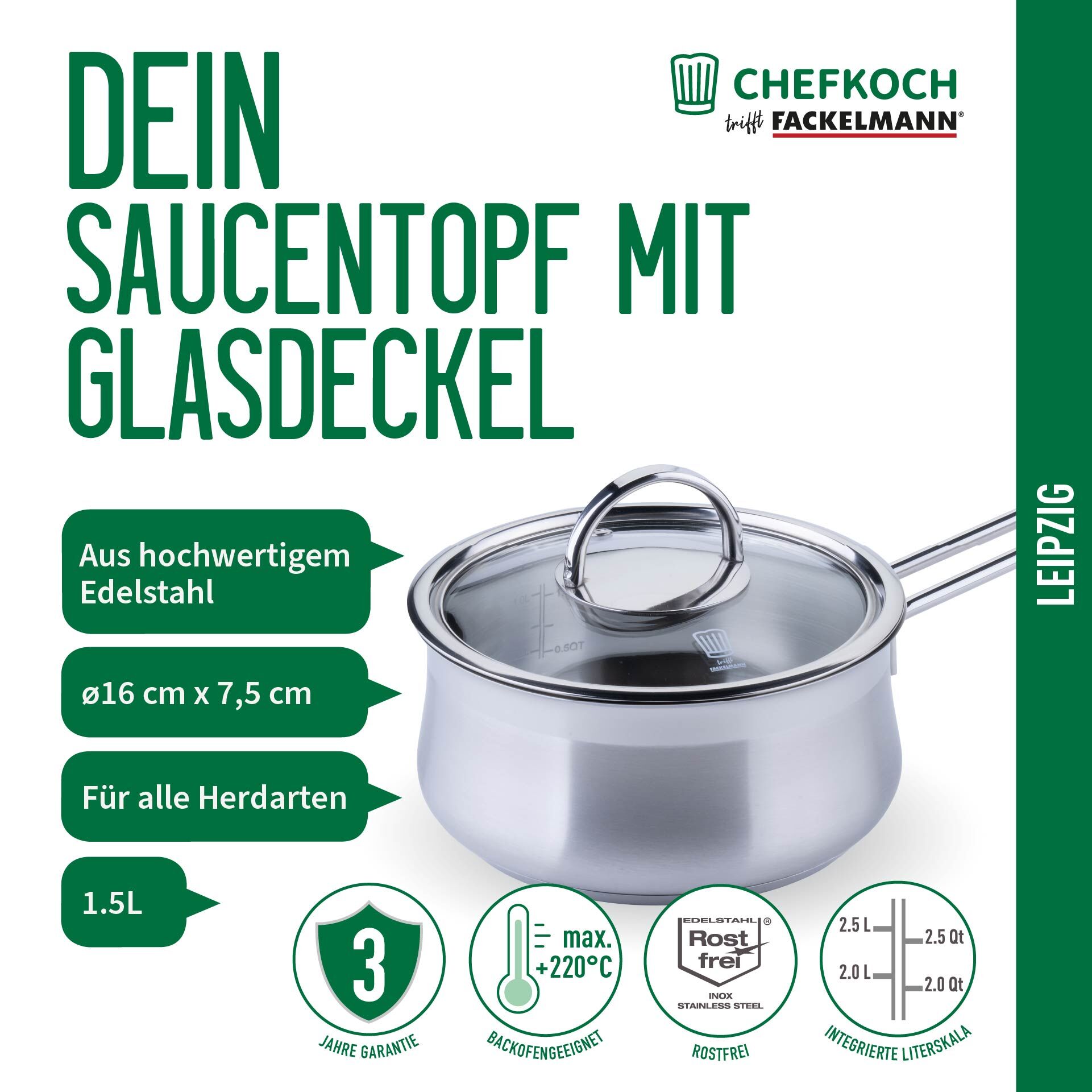 Soßentopf mit Glasdeckel Leipzig, Ø16cm