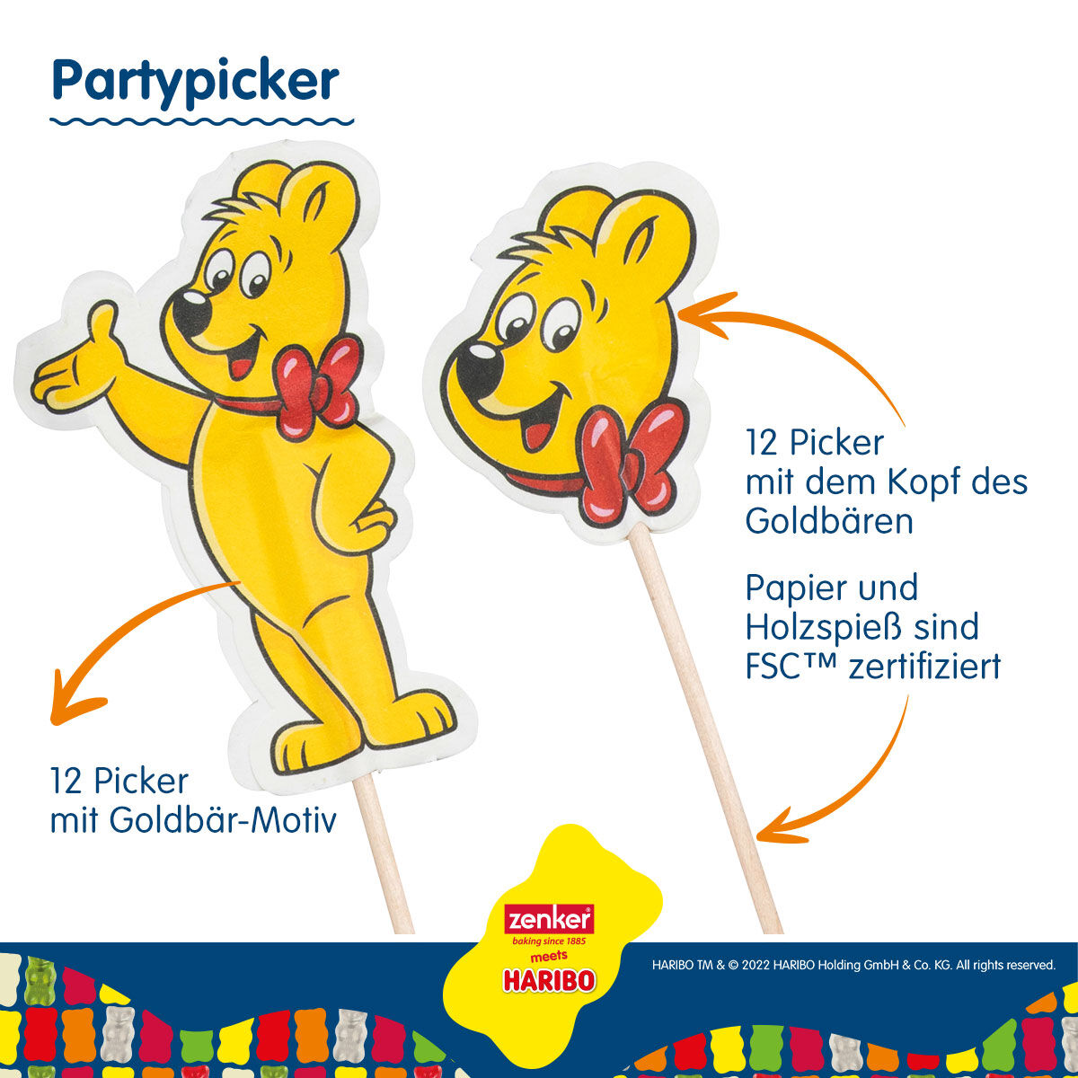 Party-Picker "HARIBO Goldbär", 24 Stück