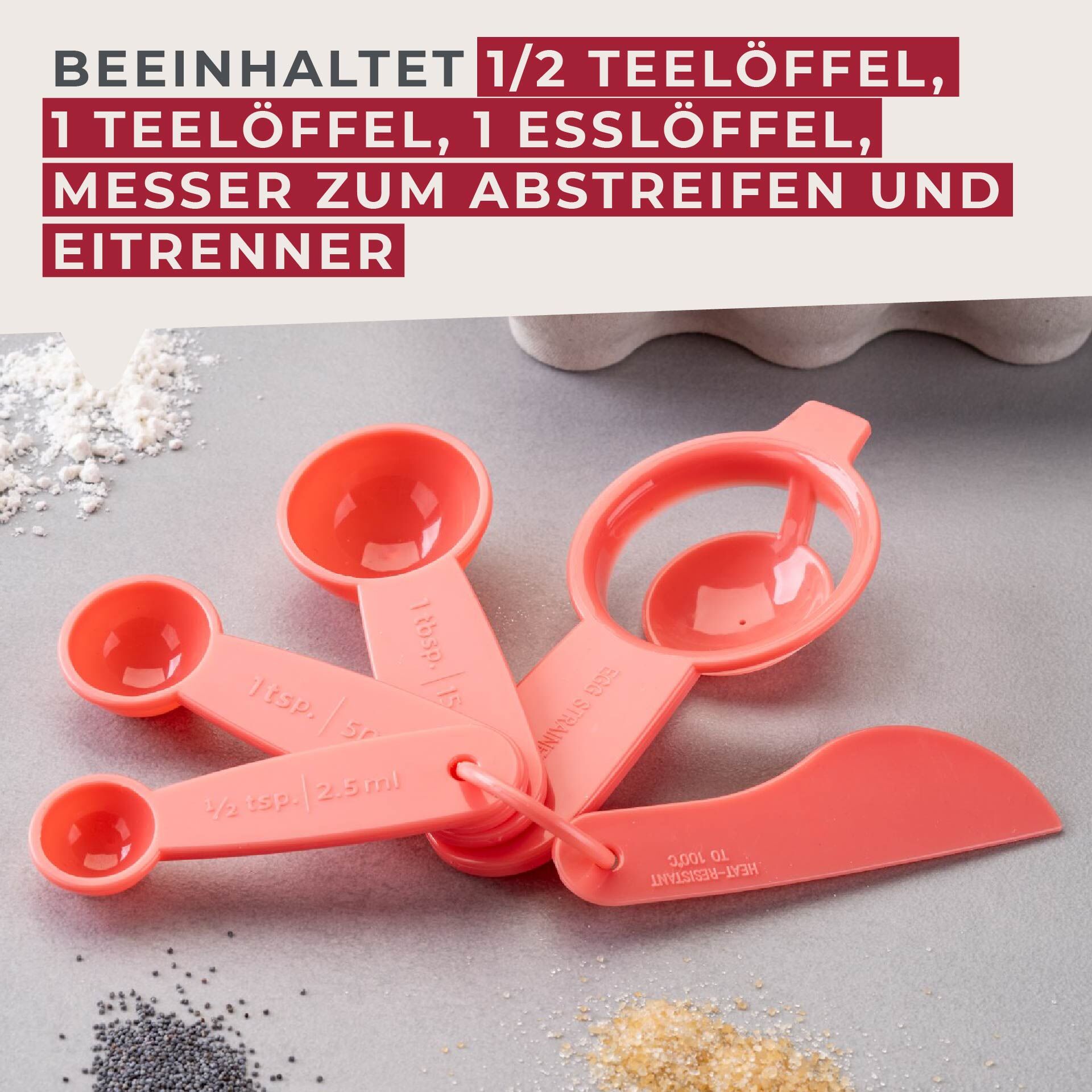 Messlöffel-Set Mini Cooking, rosa, 5-tlg,