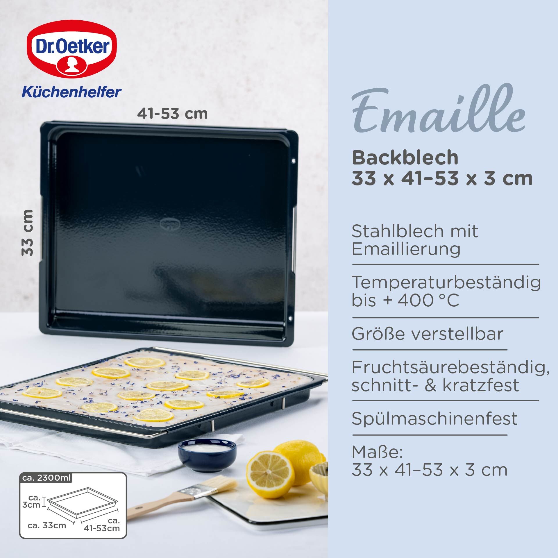 Backblech Back-Liebe Emaille, verstellbar