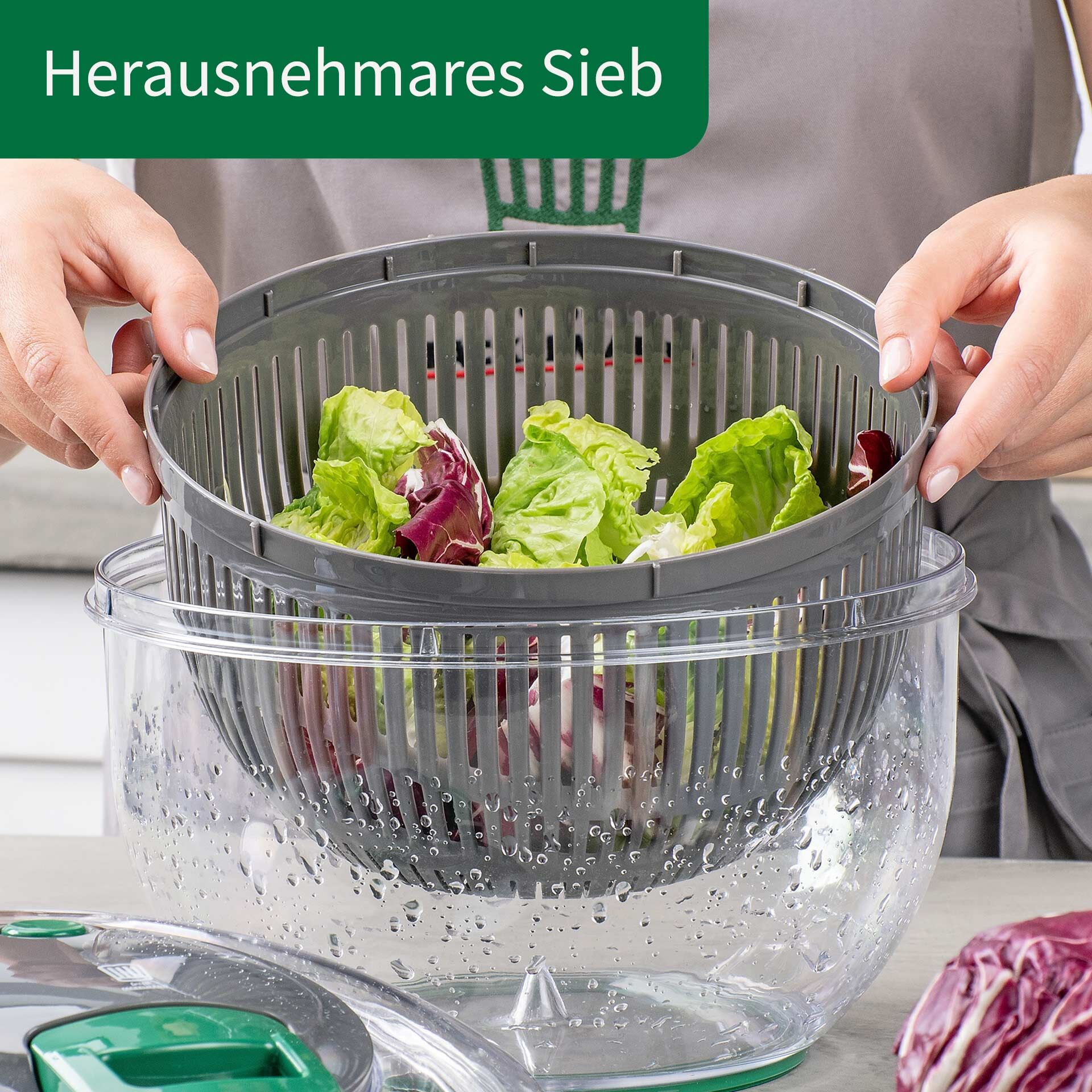 Salatschleuder mit Stopp-Taste