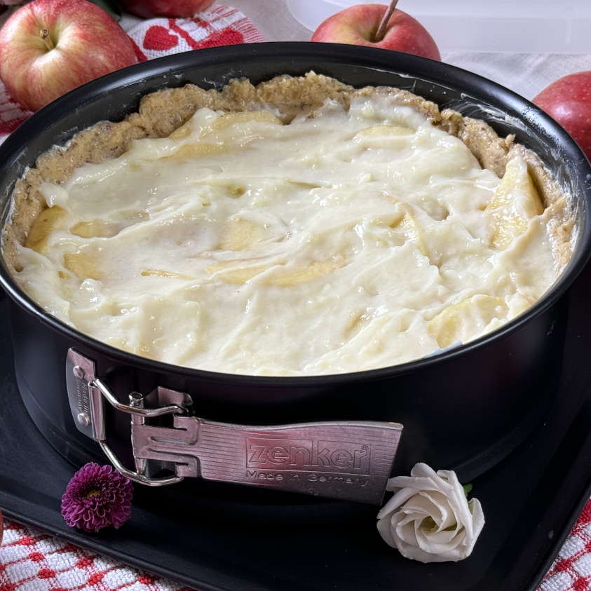 Apfelkuchen mit Pudding