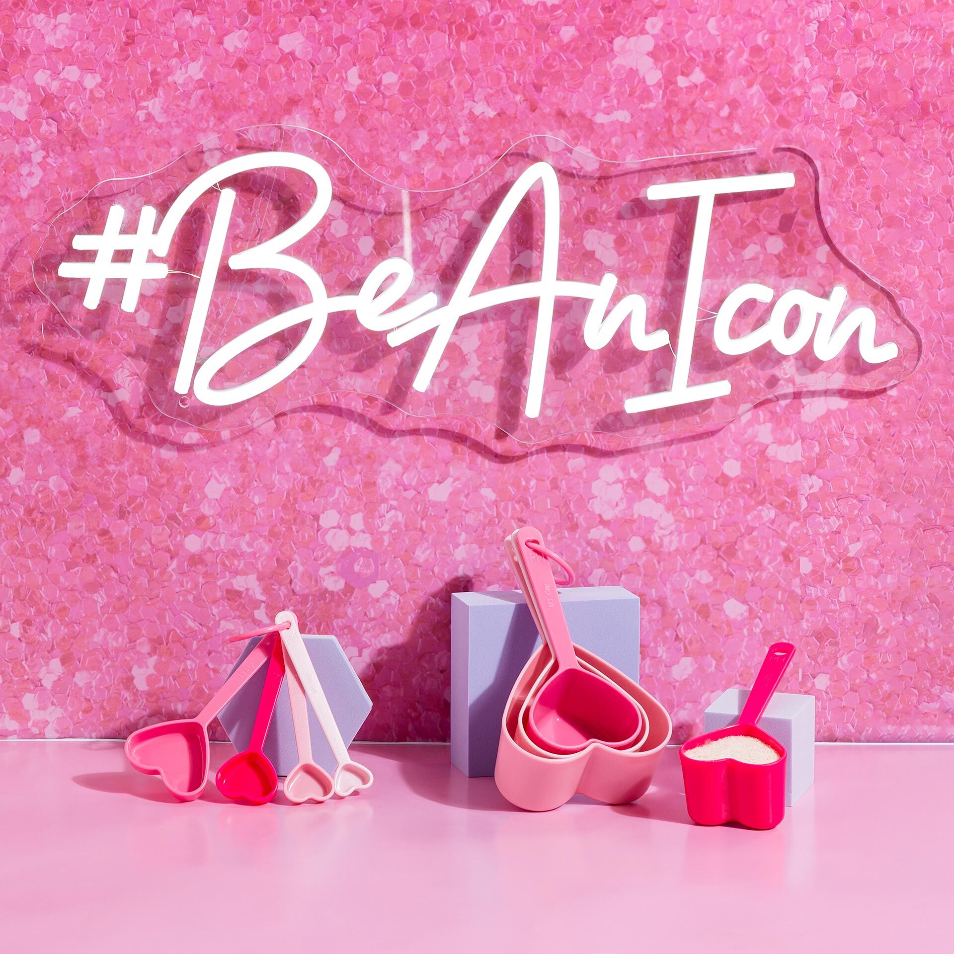 Messbecher- und Messlöffel-Set, Herz, rosa pink, 8-tlg.