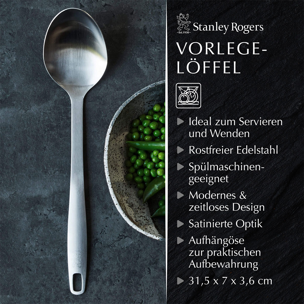 Servierlöffel Satin, 31,5cm, Edelstahl