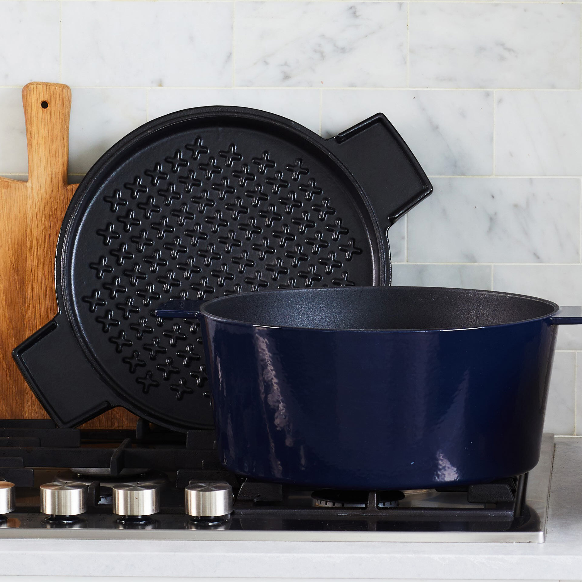 Cocotte mit Grilldeckel, 28cm, Gusseisen, blau Cocotte mit Grilldeckel, 28cm, Gusseisen, blau