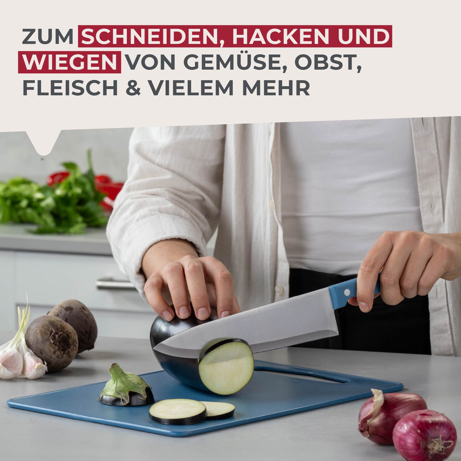 Kochmesser blau, 20cm Klinge