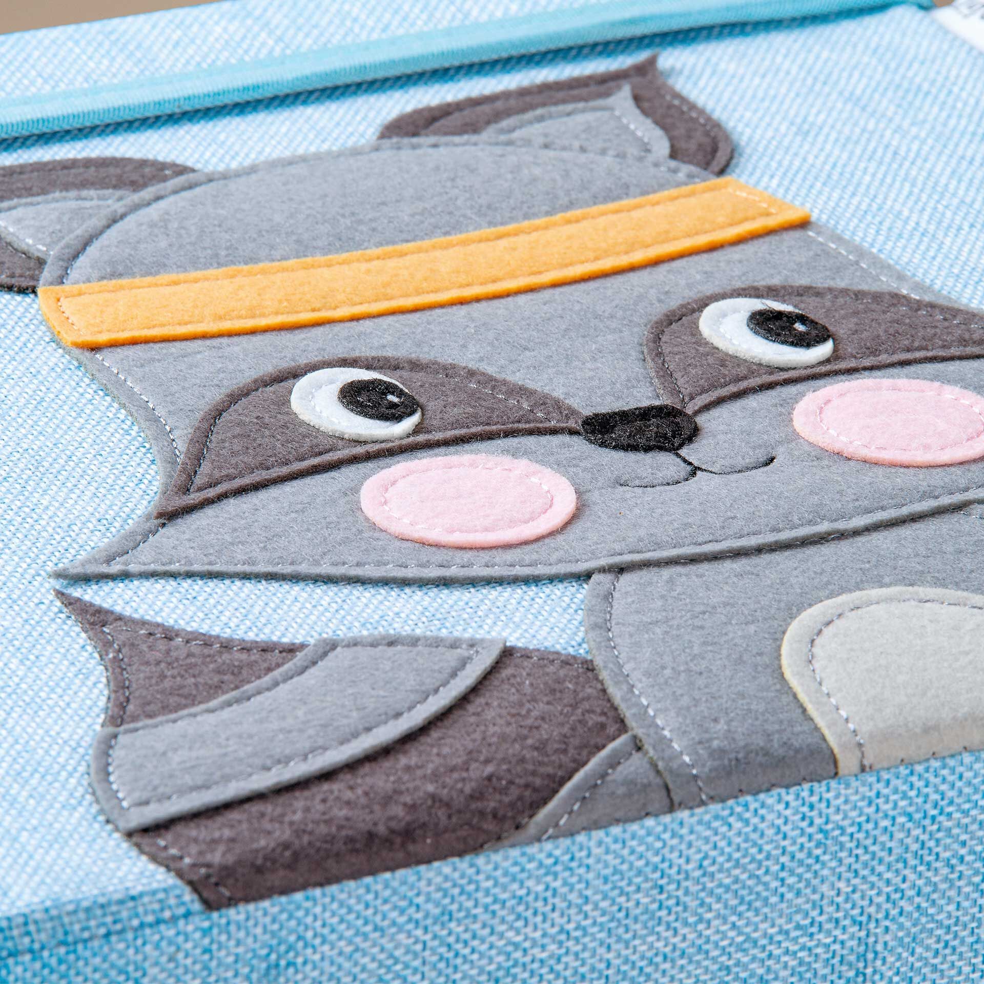 Aufbewahrungsbox mit Deckel, Waschbär, blau, 33x33x33cm