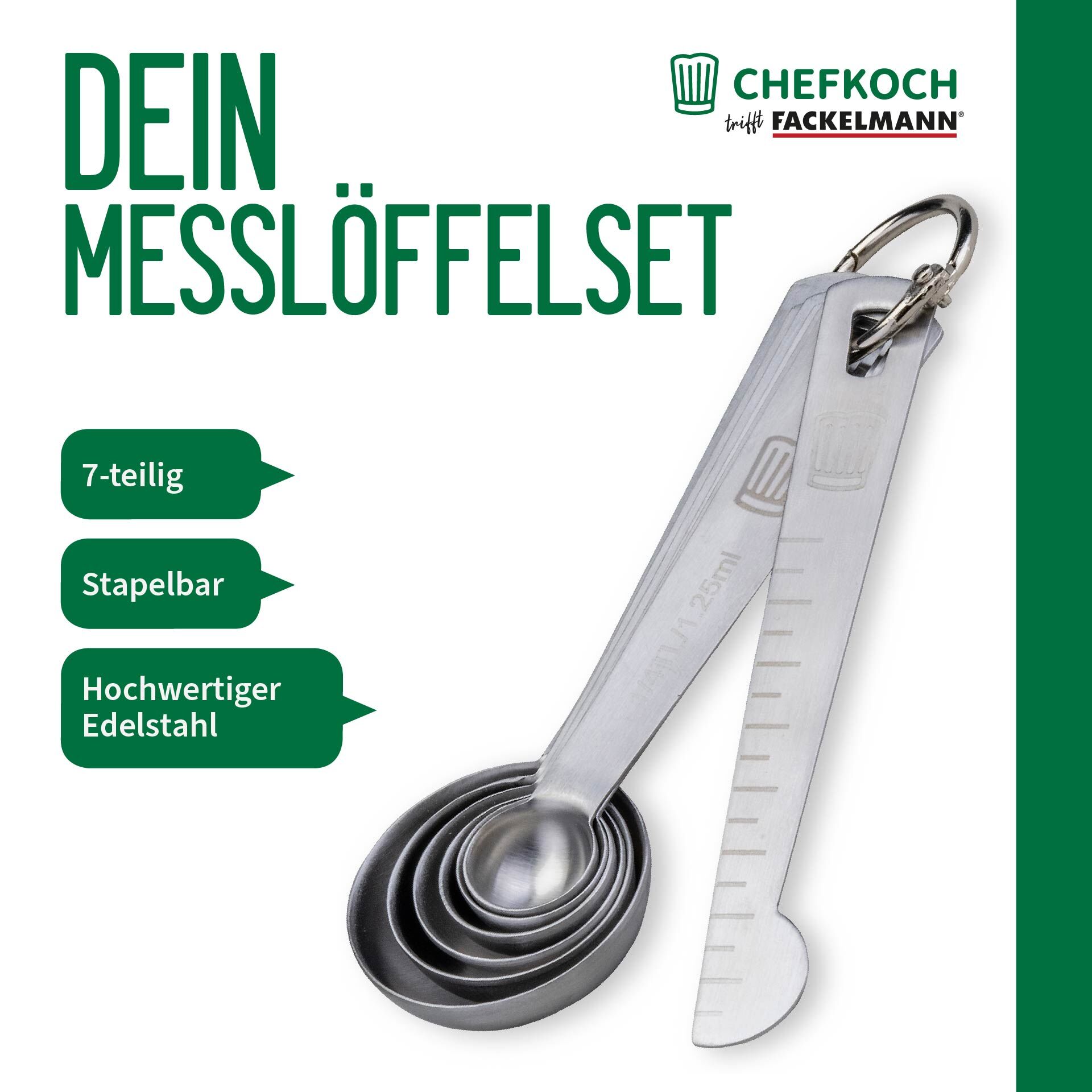 Messlöffelset, Edelstahl, 7-teilig