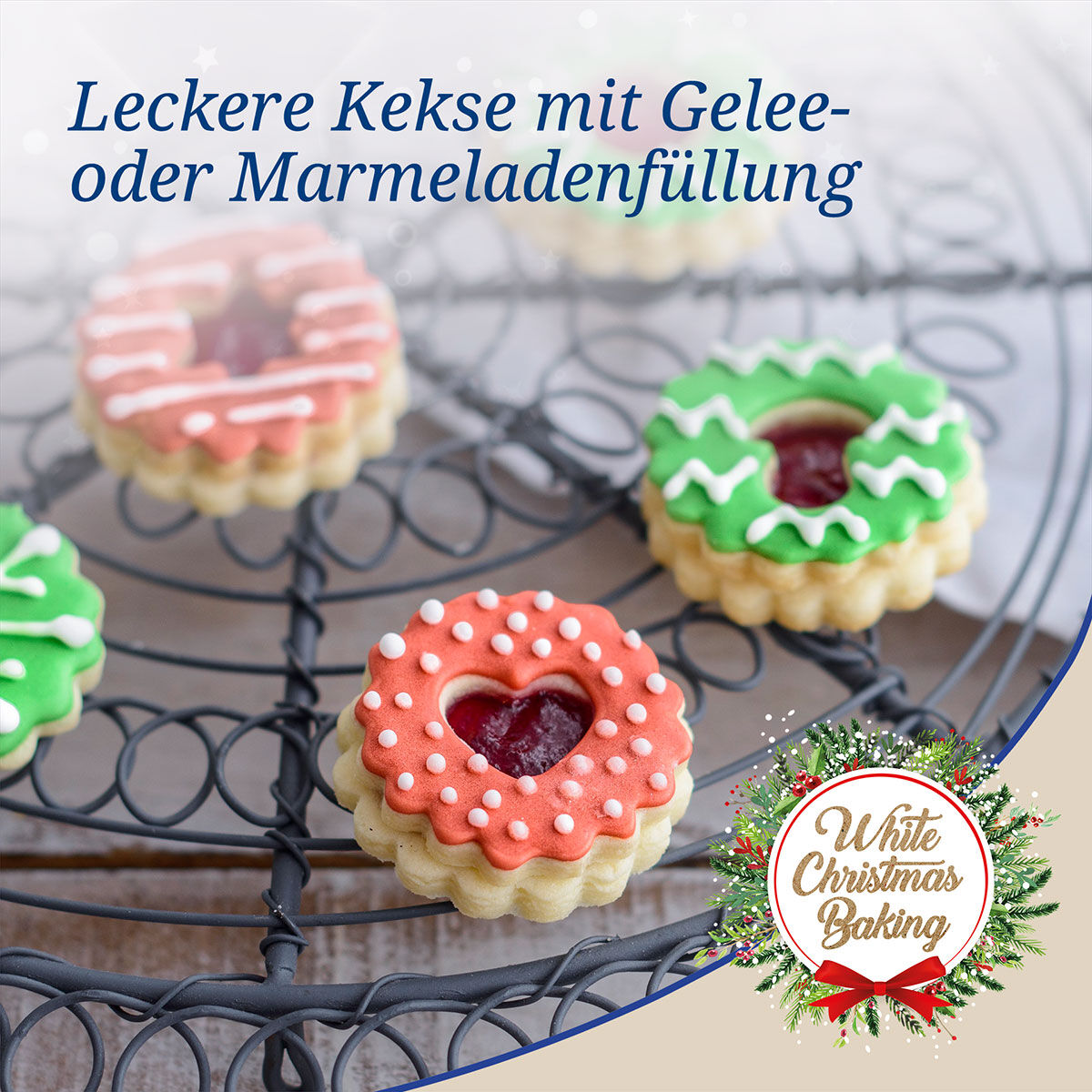 Ausstecher Linzer White Christmas Baking, 5-teilig