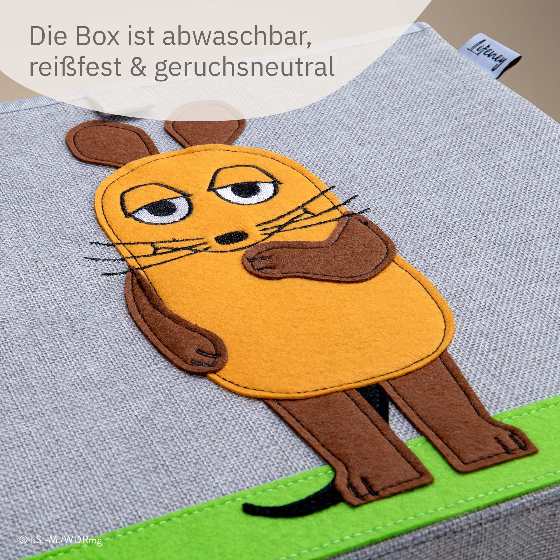 Aufbewahrungsbox mit Deckel DieMaus stehend, 33x33x33cm