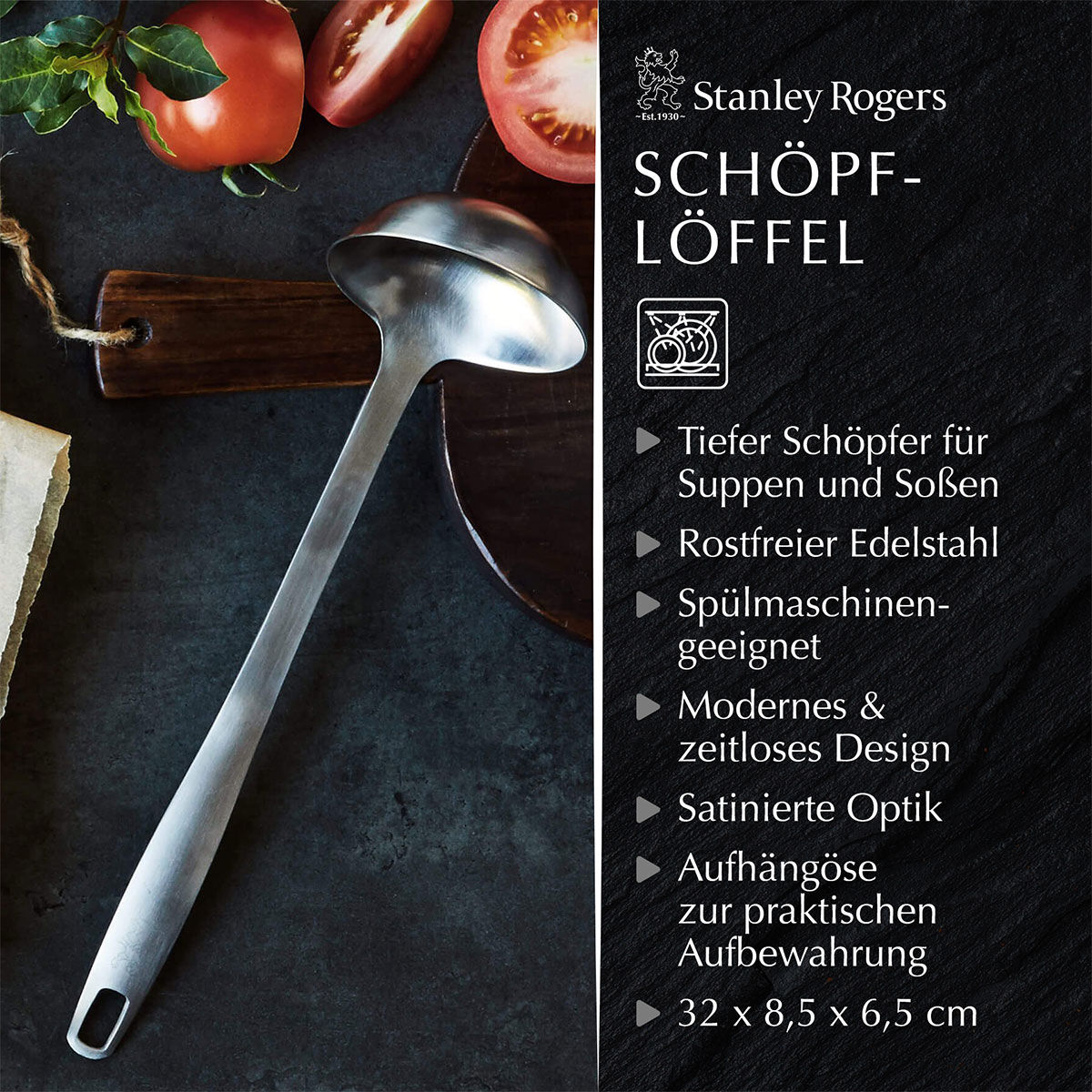 Schöpflöffel Satin, 32cm, Edelstahl