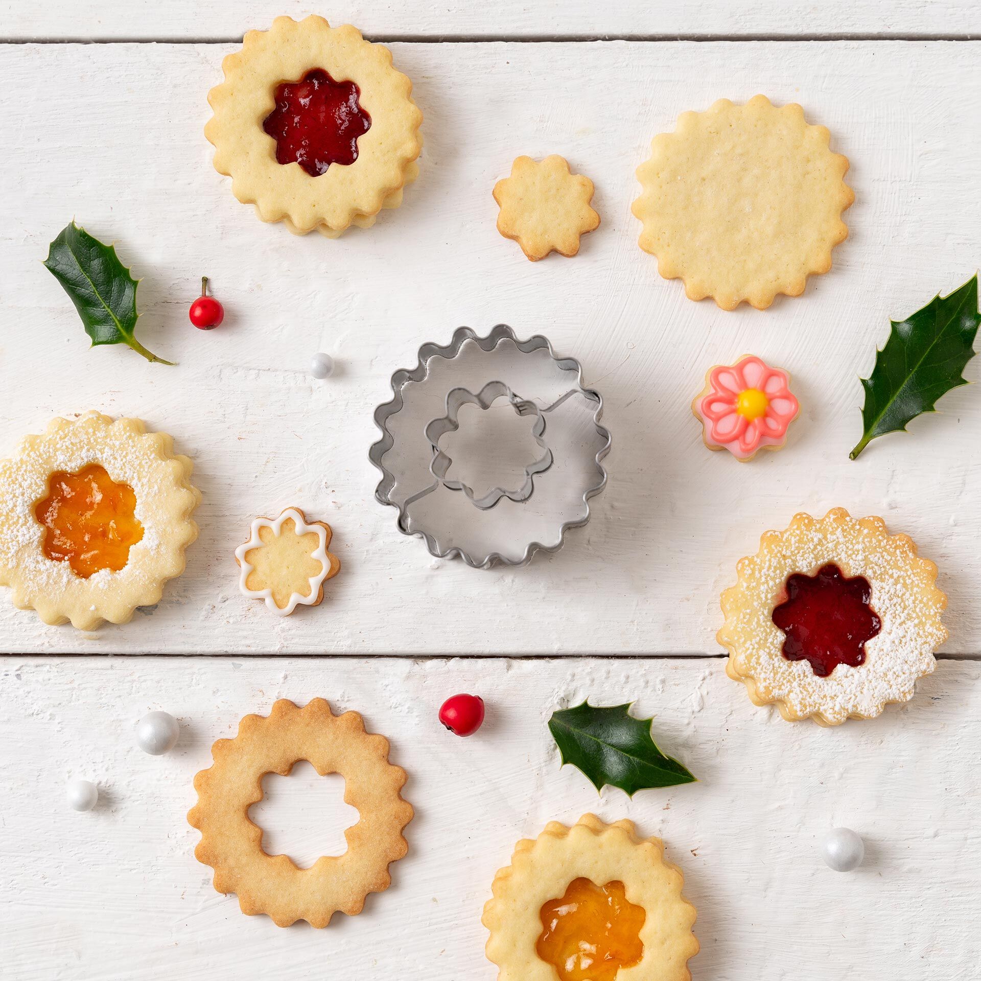 Ausstecher Linzer mit Blume, Ø54mm