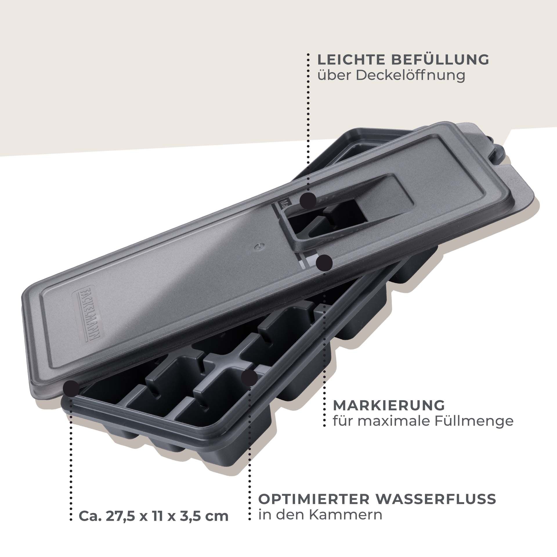 FACKELMANN Eiswürfelbehälter 2-tlg. - Stapelbar Mit Deckel In Blau