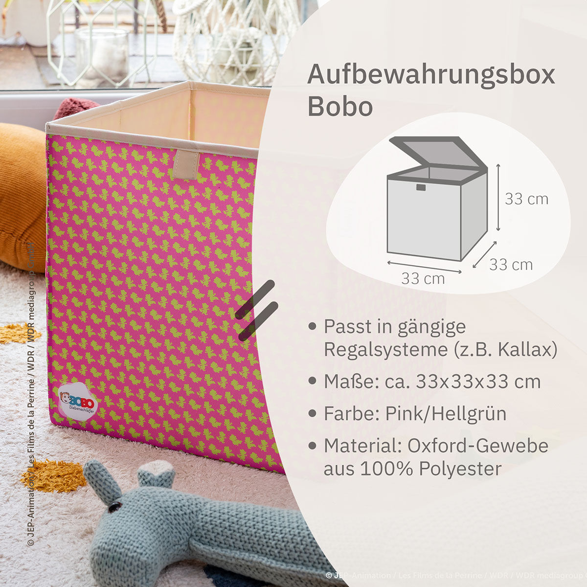 Aufbewahrungsbox Bobo, pink, 33x33x33cm