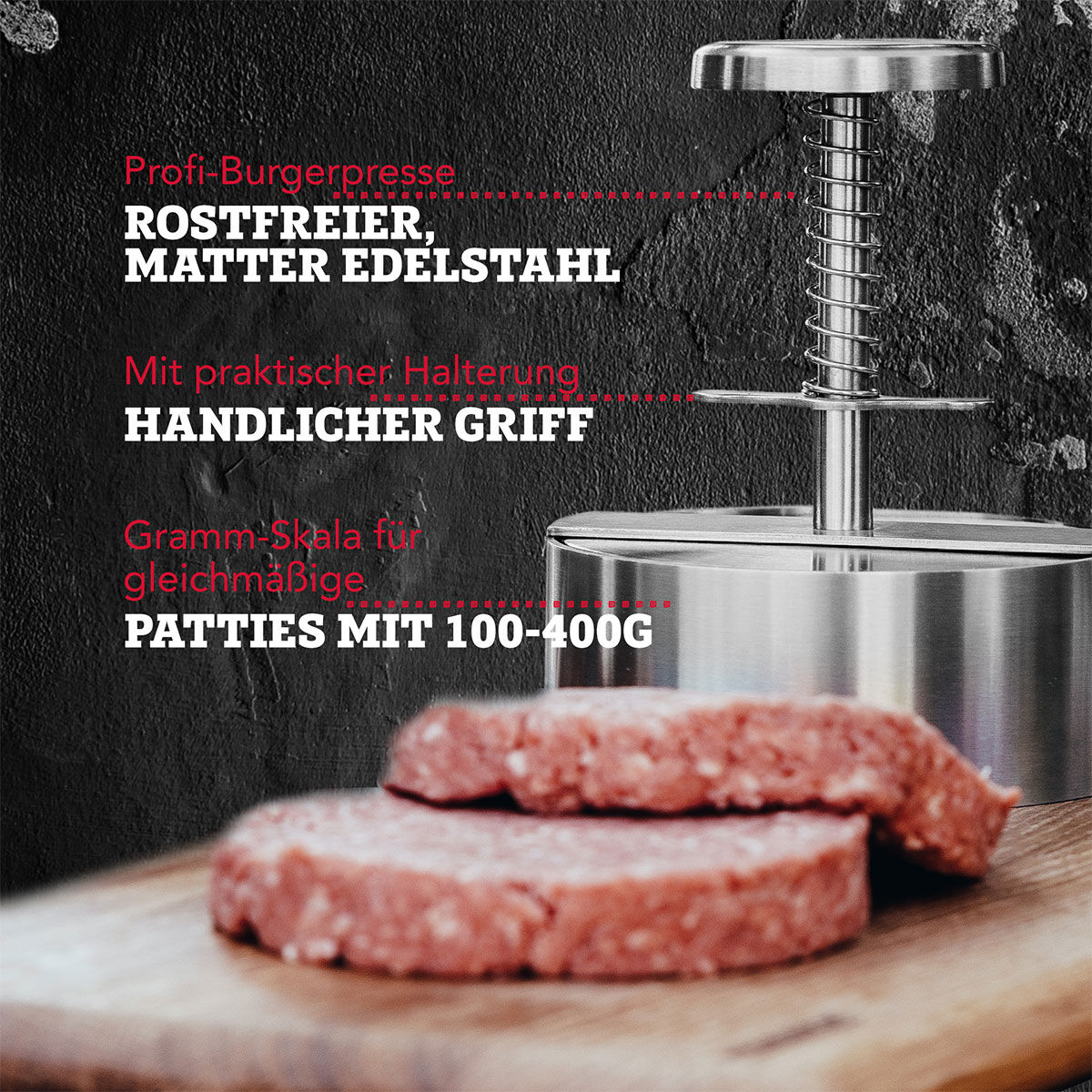 Profi-Burgerpresse, Edelstahl