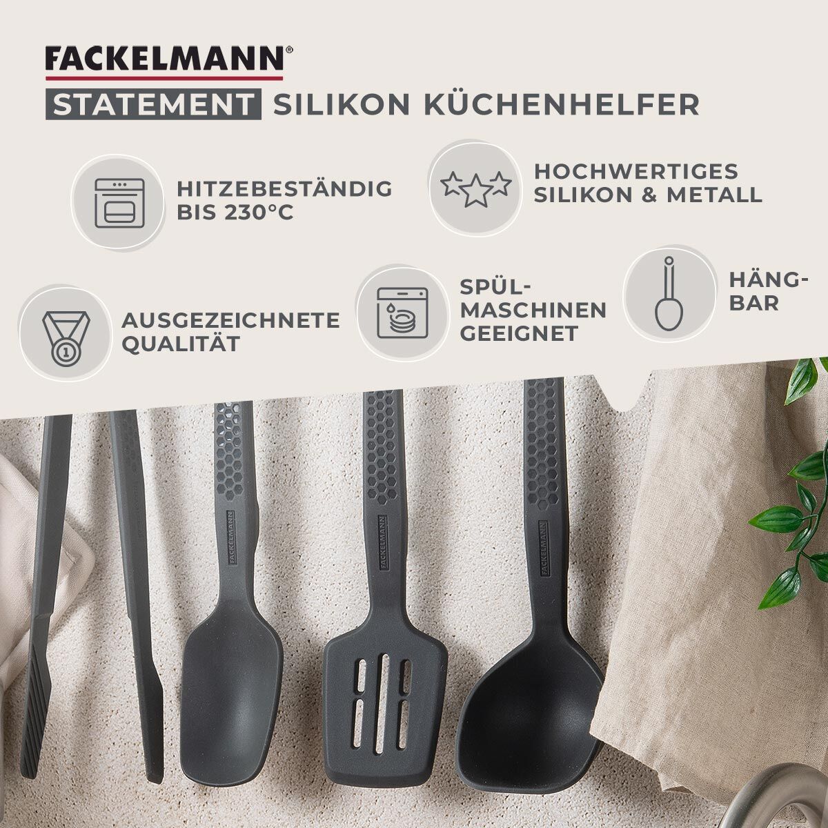 Küchenhelfer-Set "Statement", Silikon, 4-teilig