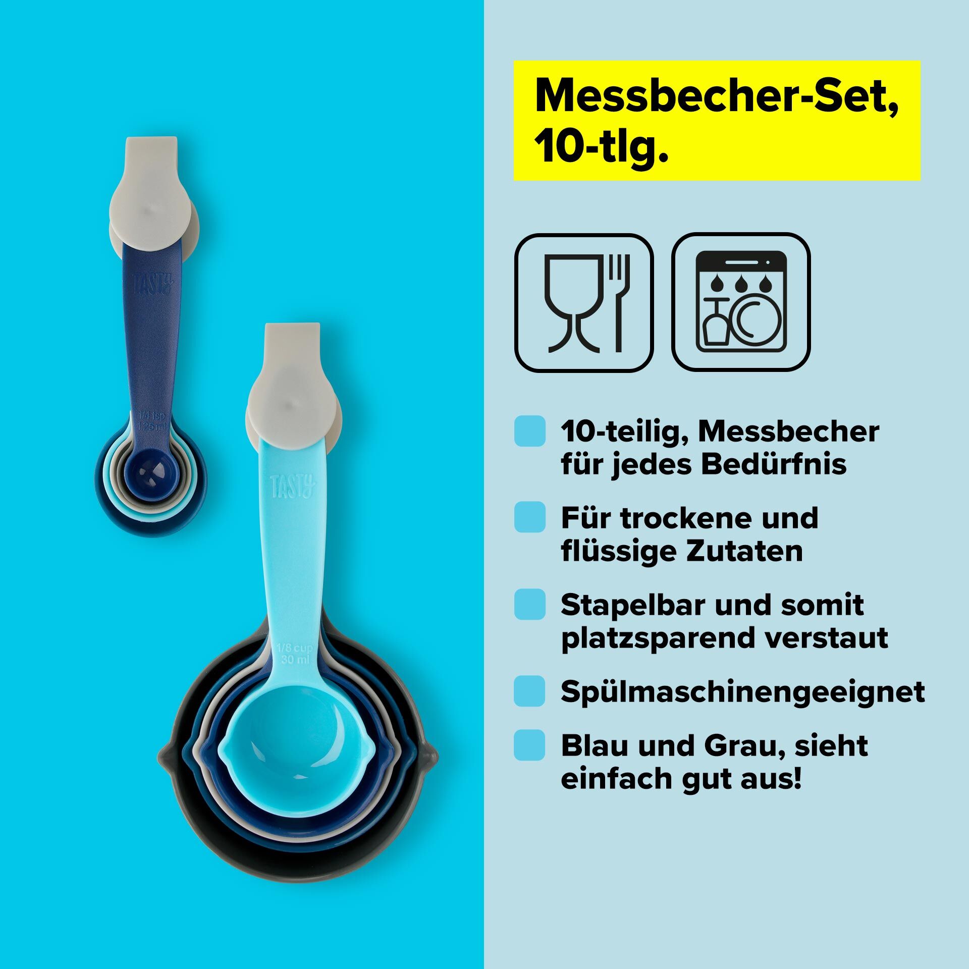 Messbecher und Messlöffel-Set, 10-teilig