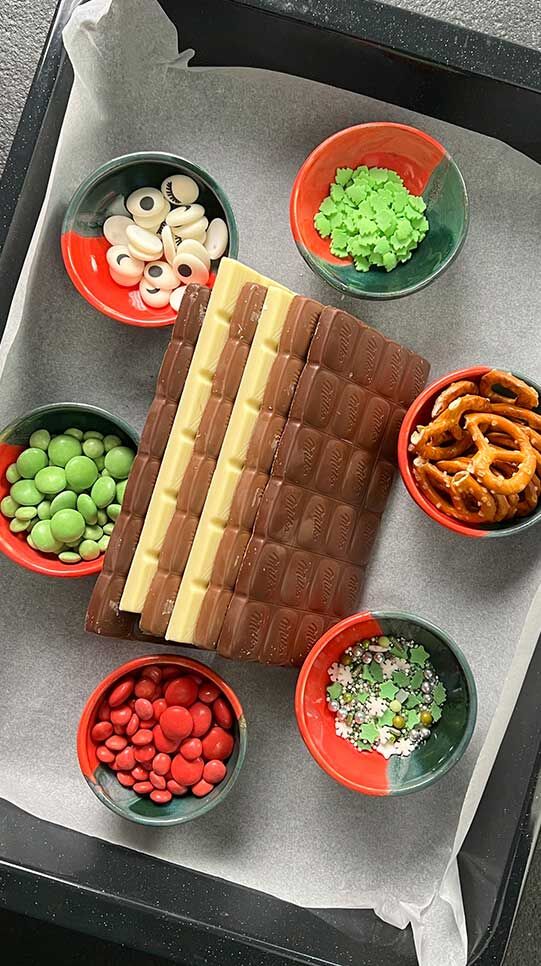 Selbstgemachte Rentier-Bruchschokolade