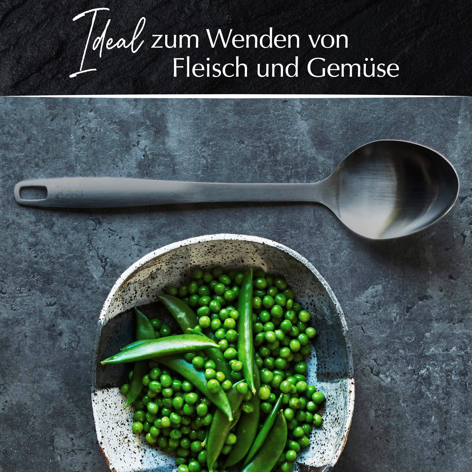 Servierlöffel Satin, schwarz, Edelstahl