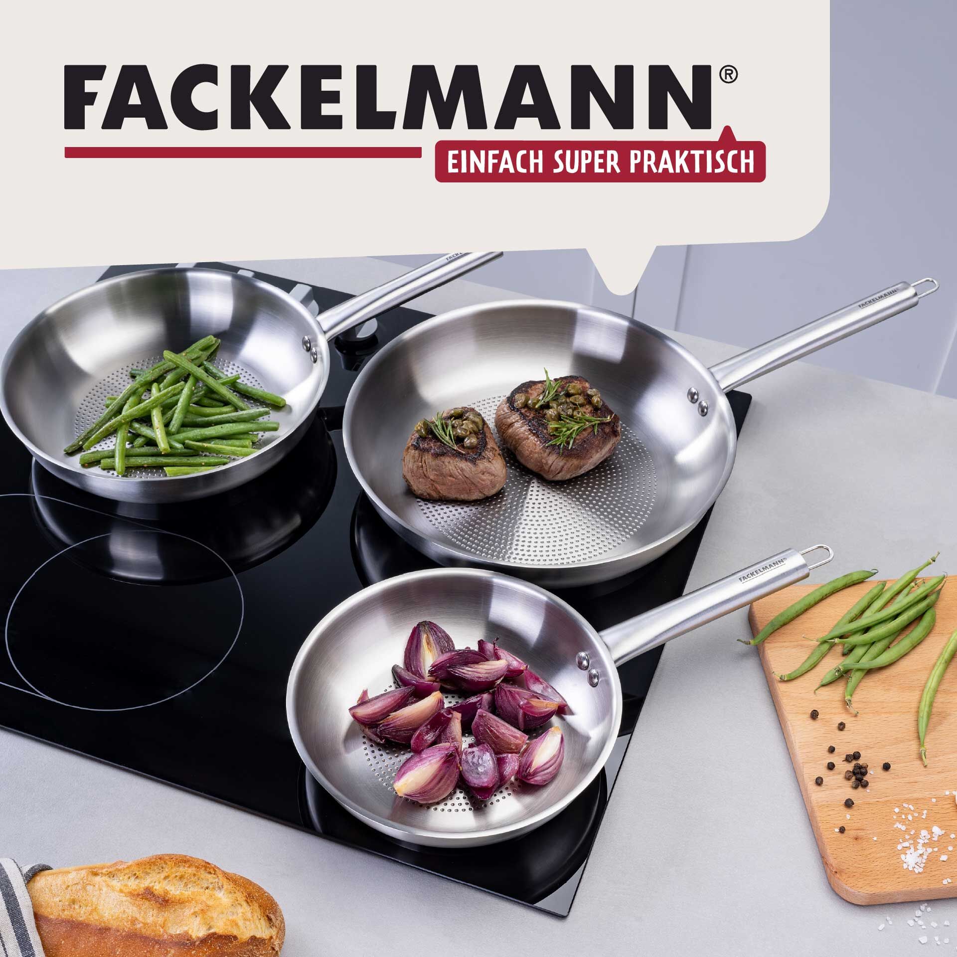 Bratpfanne Ovalgriff, Ø20cm, Edelstahl