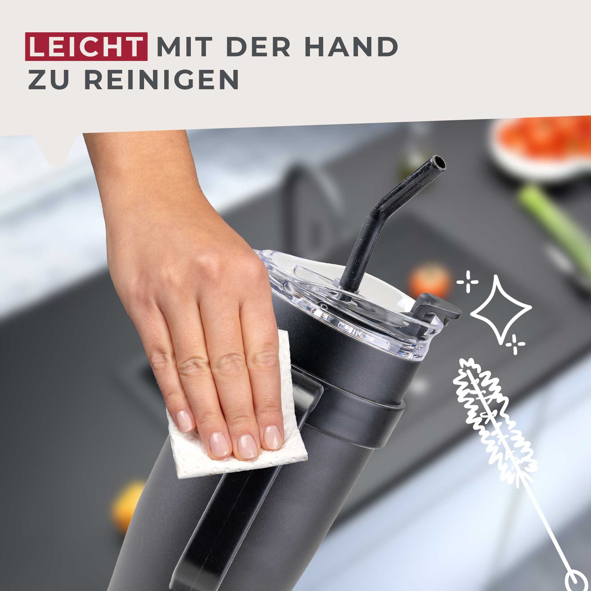 Thermotrinkbecher Schwarz, 1,2 L