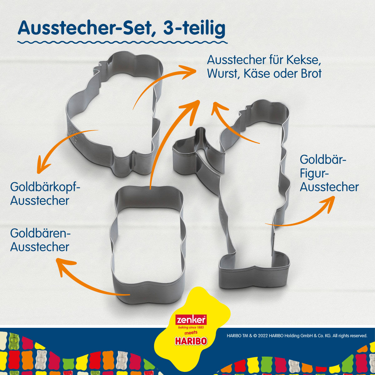 Ausstecher-Set "HARIBO Goldbär", 3-teilig