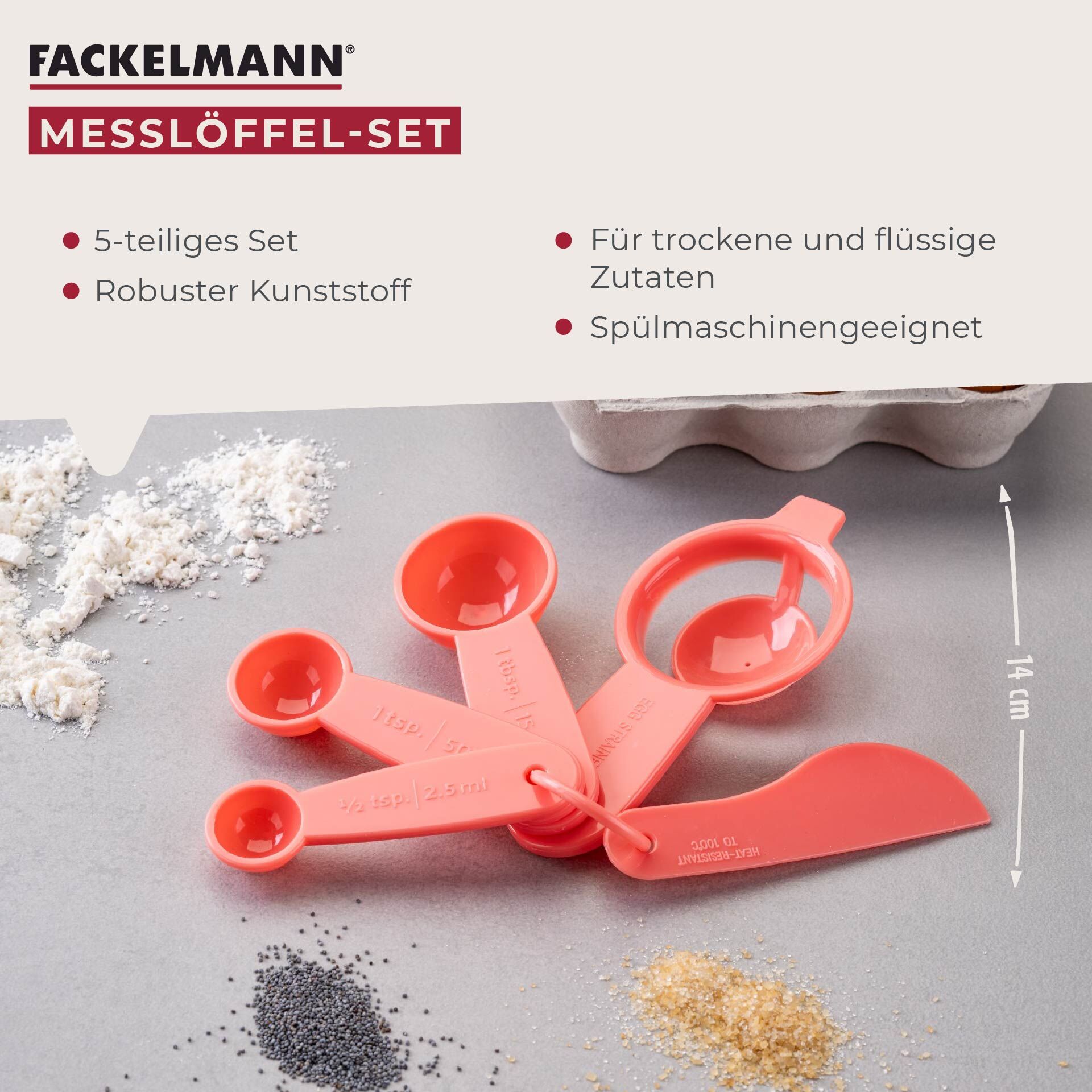 Messlöffel-Set Mini Cooking, rosa, 5-tlg,