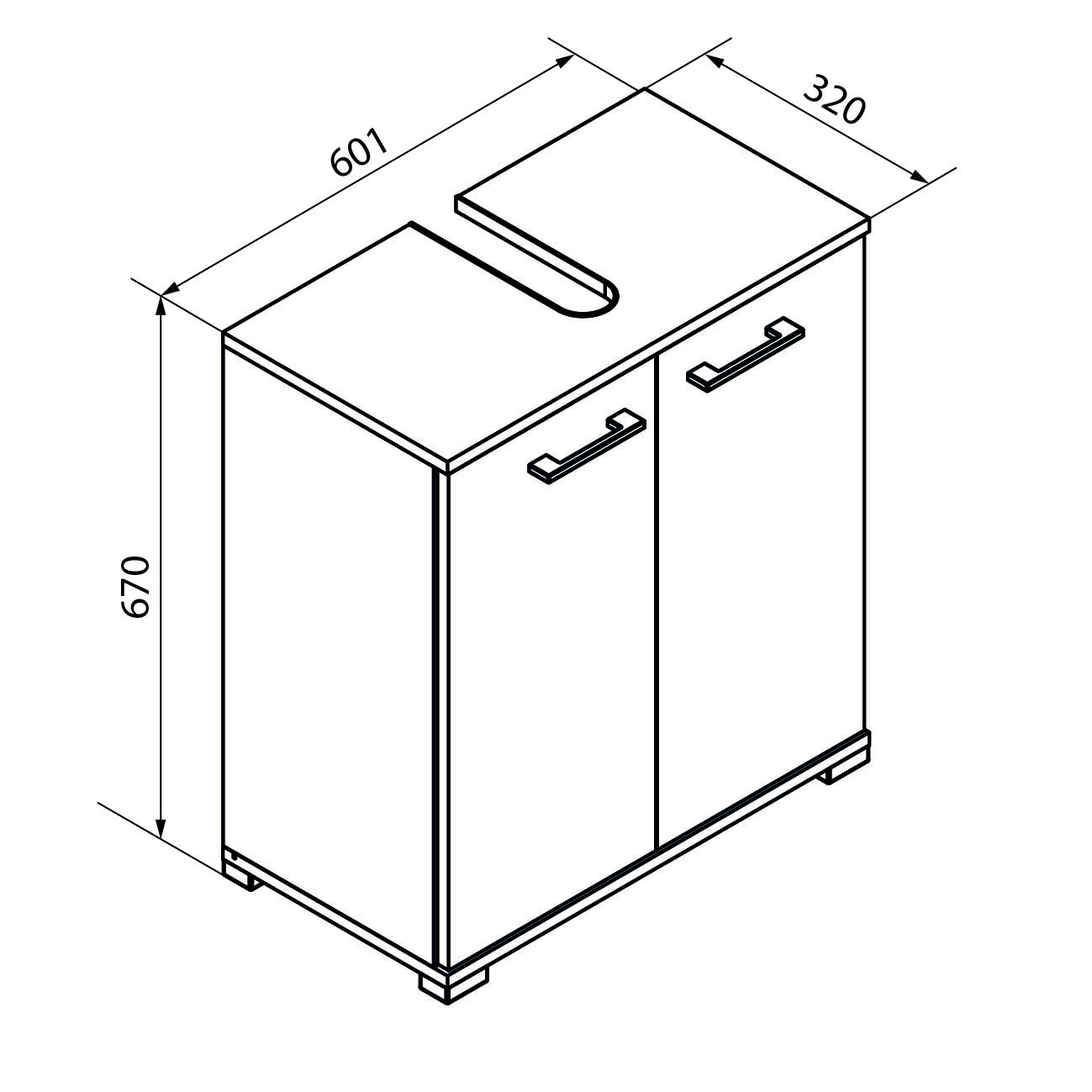 Waschbeckenunterschrank Easy, 60cm, weiß, stehend