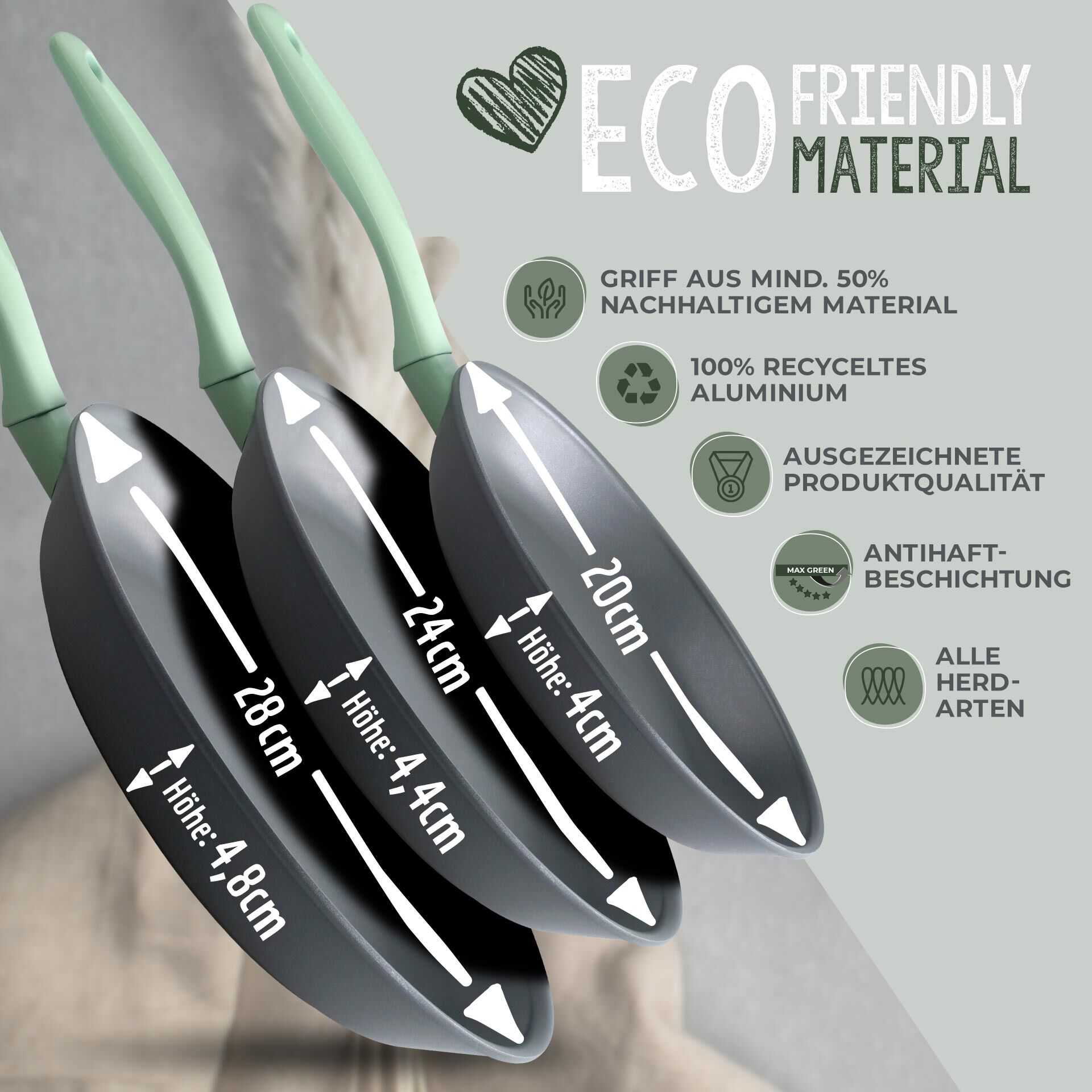 Pfannen-Set "Ecolution", 3-teilig