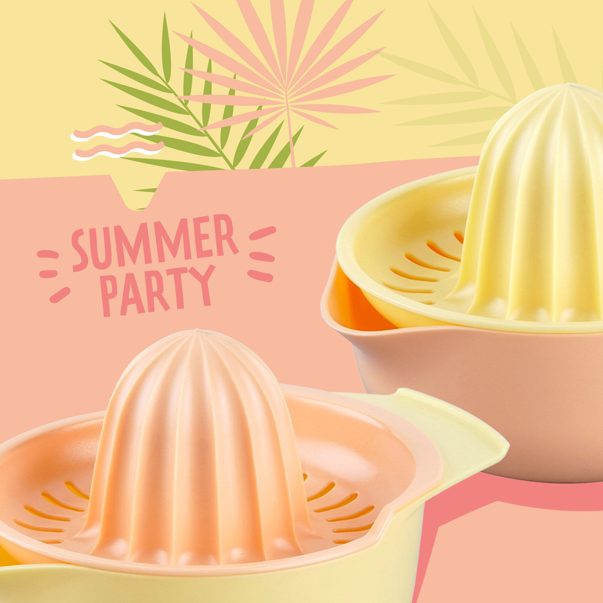Zitronenpresse Sommerparty, gelb/orange, 2-teilig