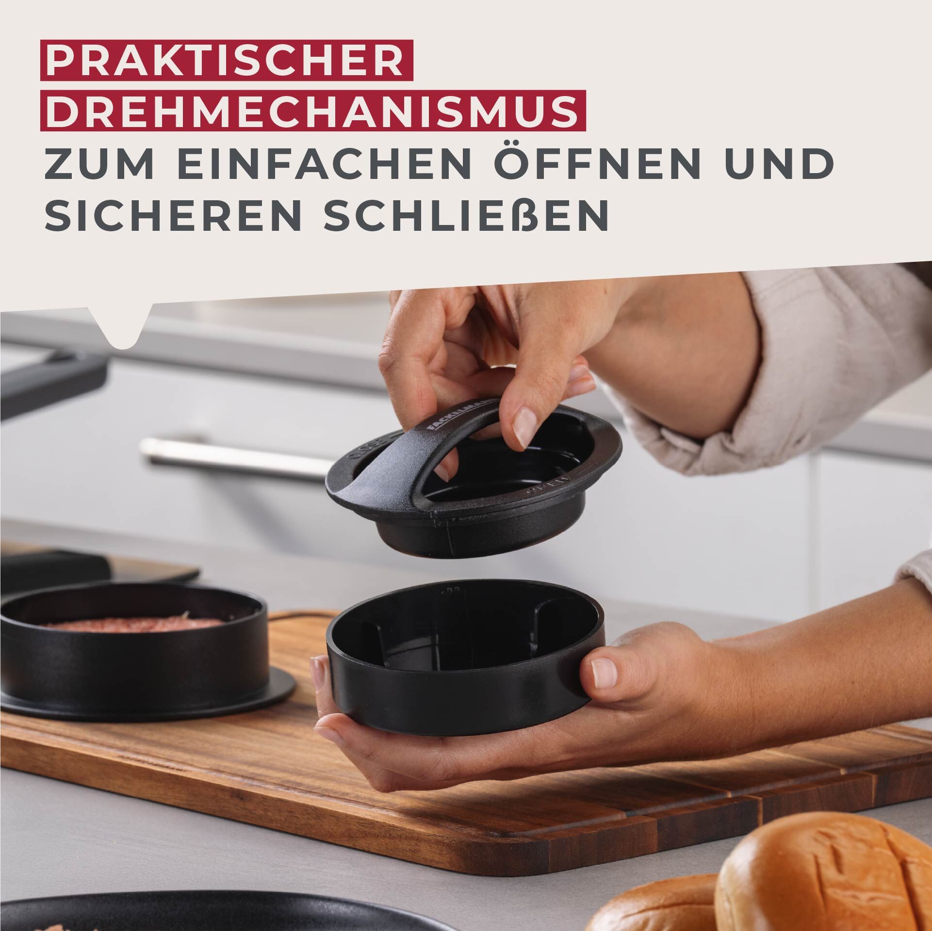 Burgerpresse, Kunststoff, schwarz