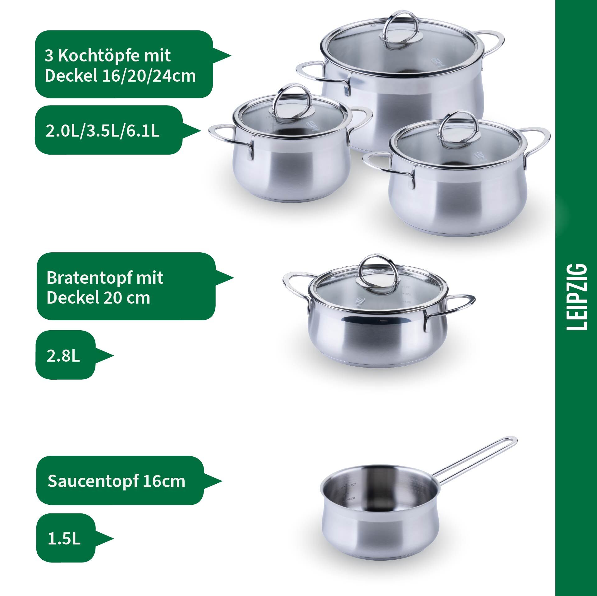 Topfset Leipzig, 9-teilig