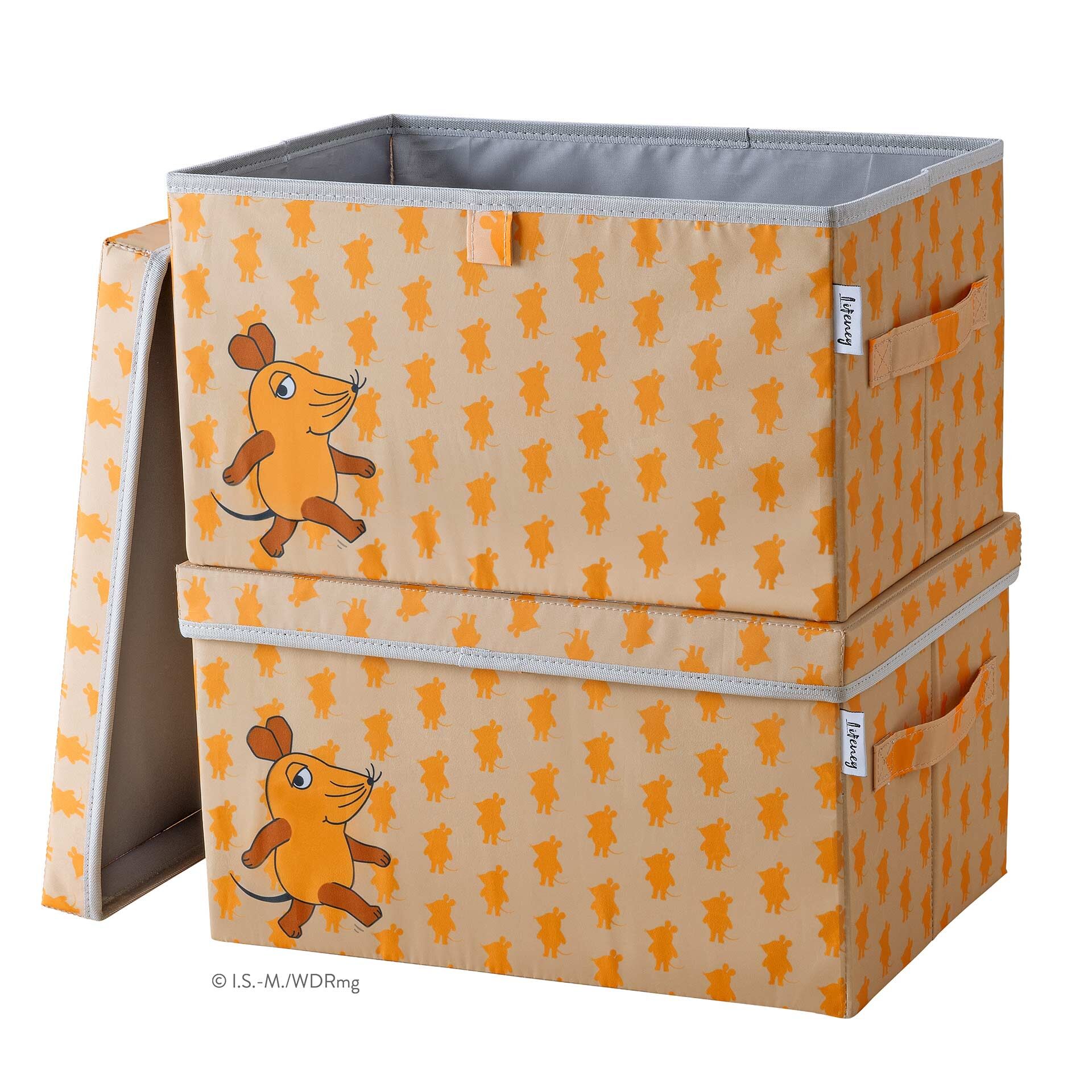 Aufbewahrungsbox 2er-Set DieMaus, 37x25x21cm, apricot