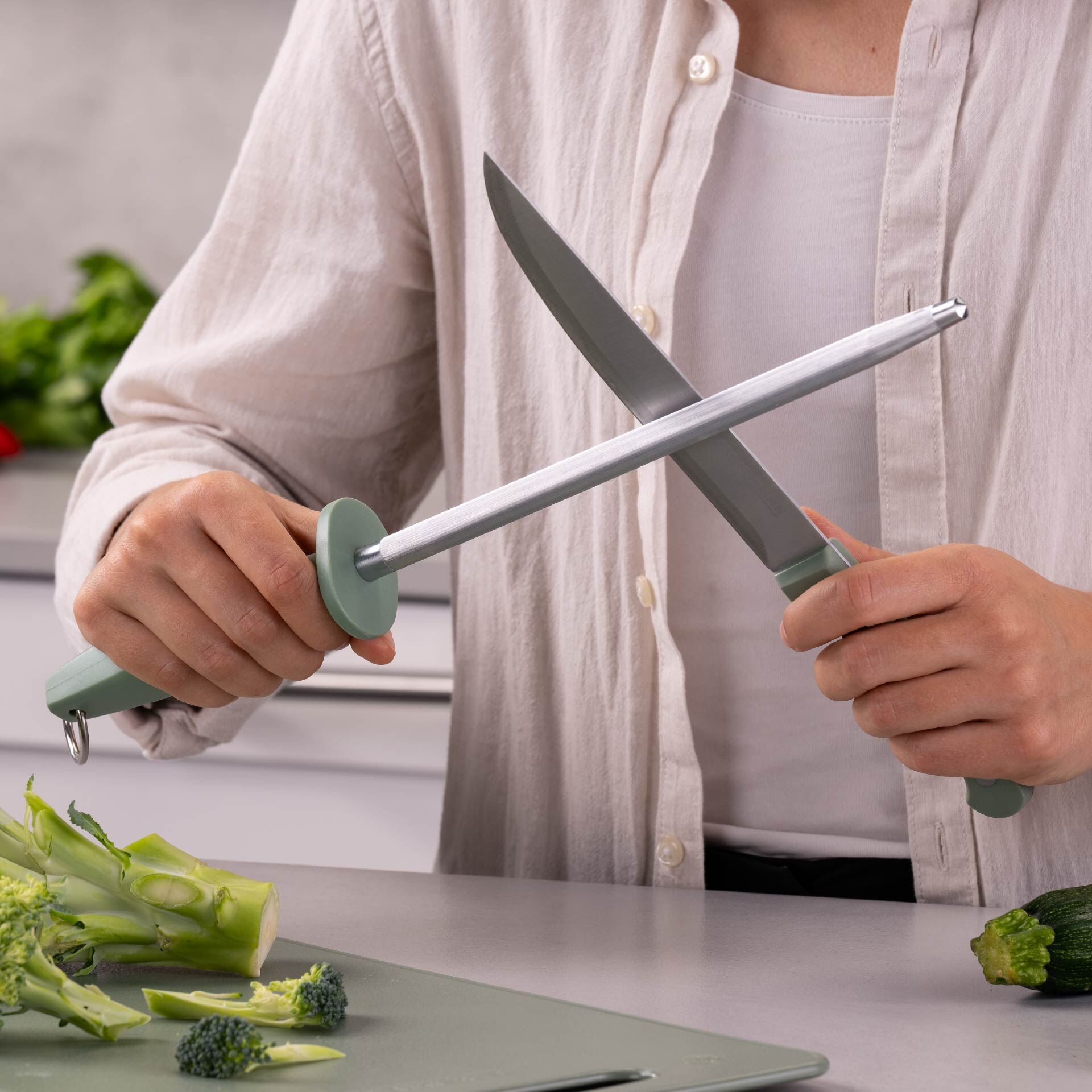 Wetzstahl grau-grün