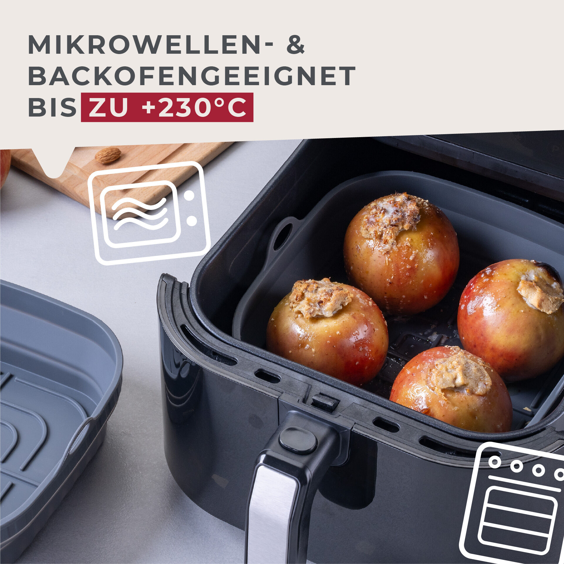 Silikonform für Heißluftfritteuse eckig, 17x17x6,5cm, faltbar