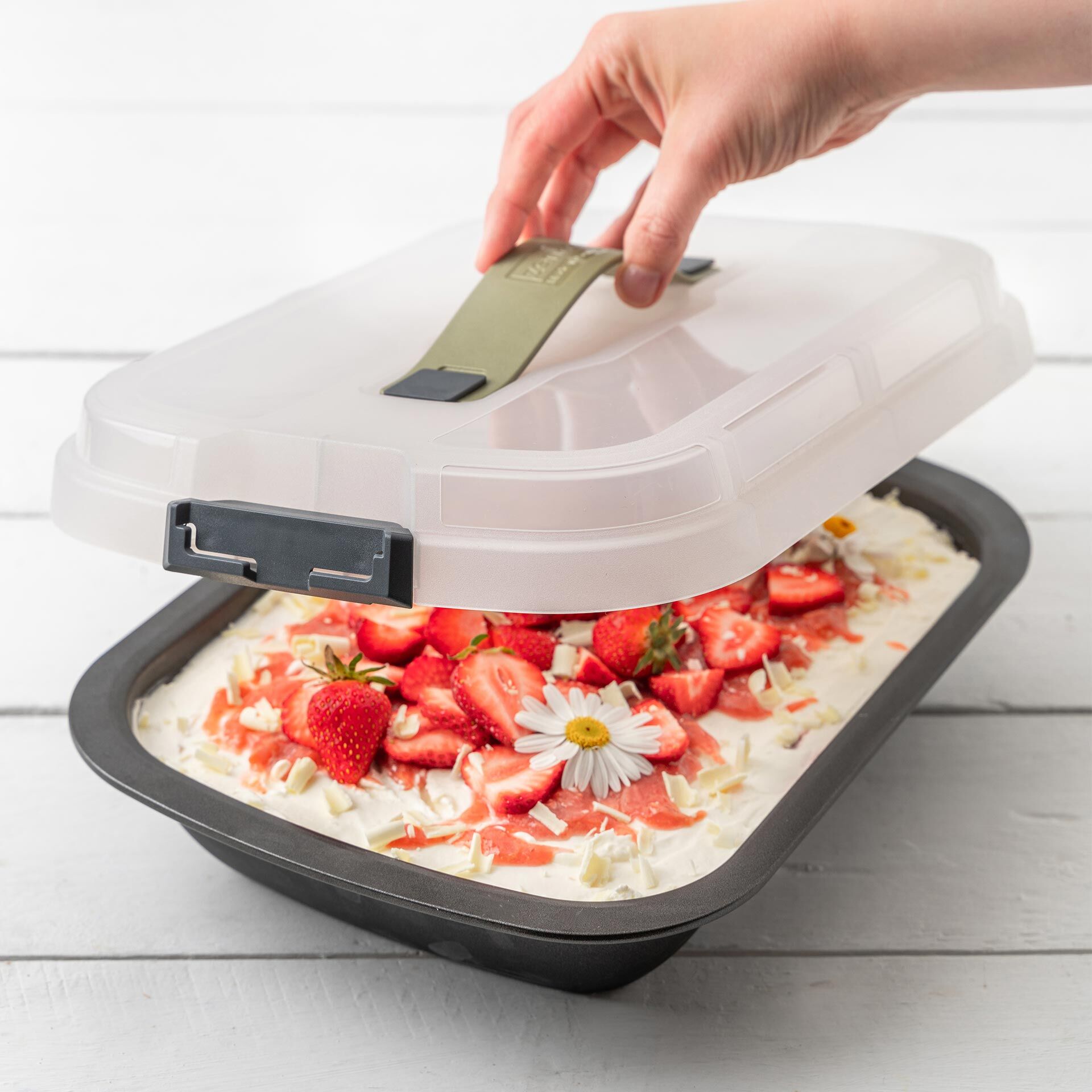 Dessert- & Auflaufform mit Transporthaube, 34x25x6cm