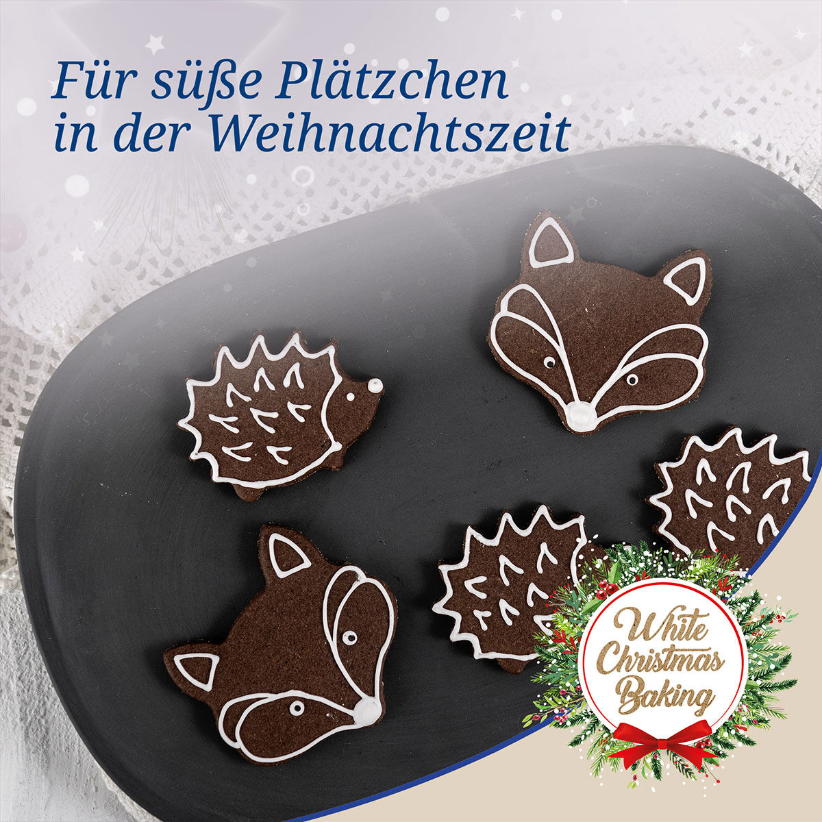 Ausstecher Igel und Fuchs White Christmas Baking, 2-teilig
