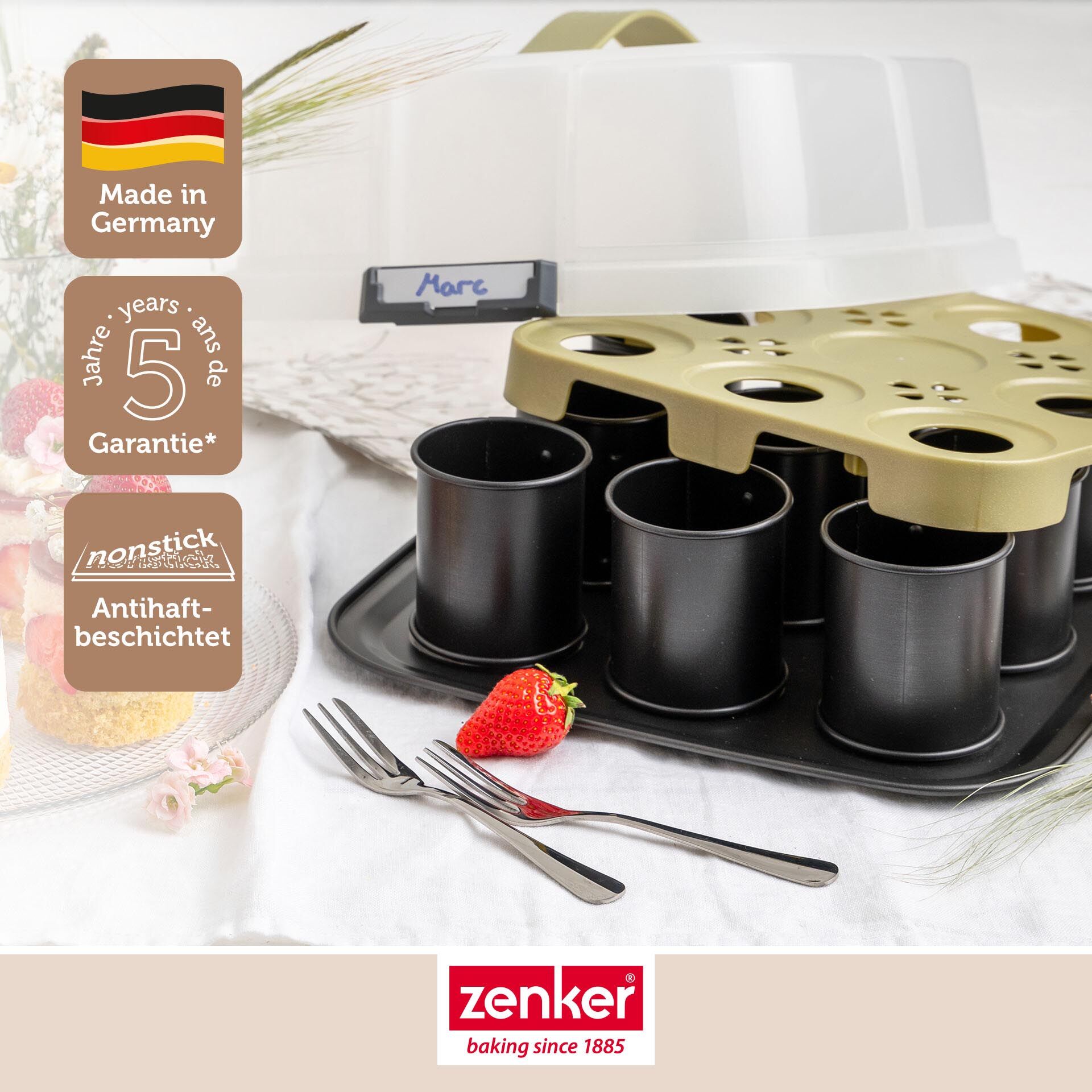 Mini Törtchen Backblech mit Transporthaube & Törtchenretter, 9er