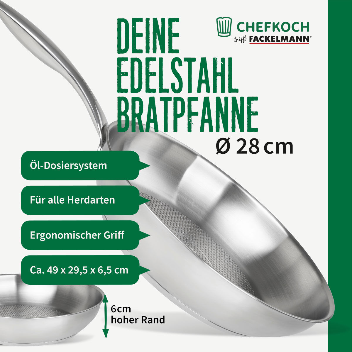 Bratpfanne München, Ø28cm, Edelstahl