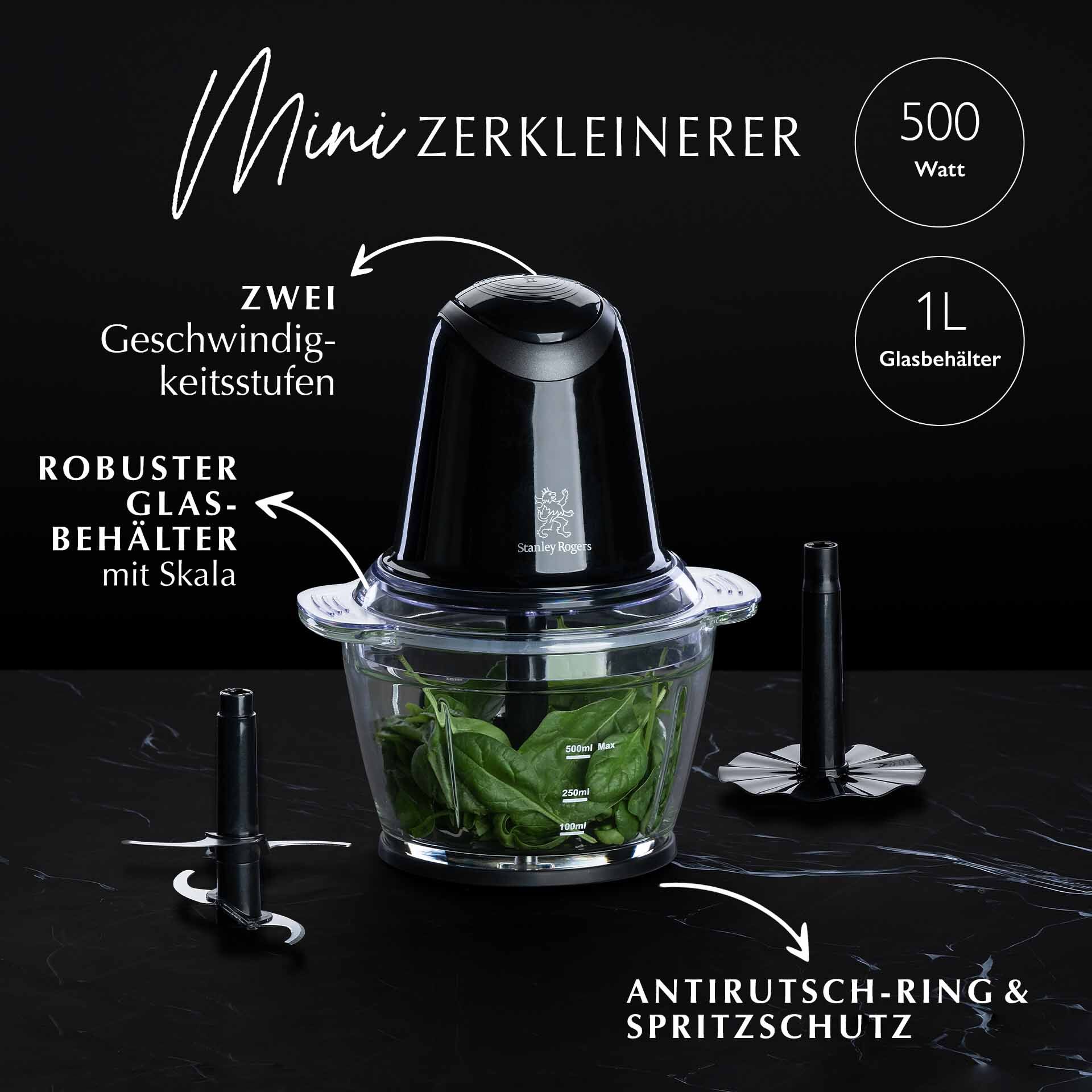 Multi-Zerkleinerer elektrisch, Glas, 1L, 500W