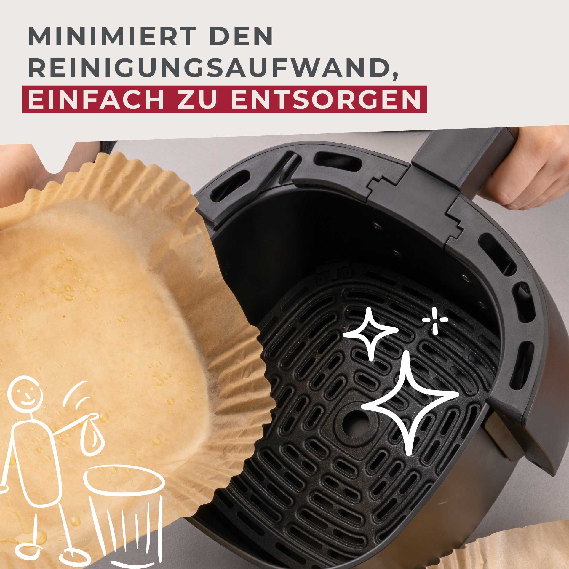 Backpapier für Heißluftfritteuse eckig, 20cm, 50 Stk.