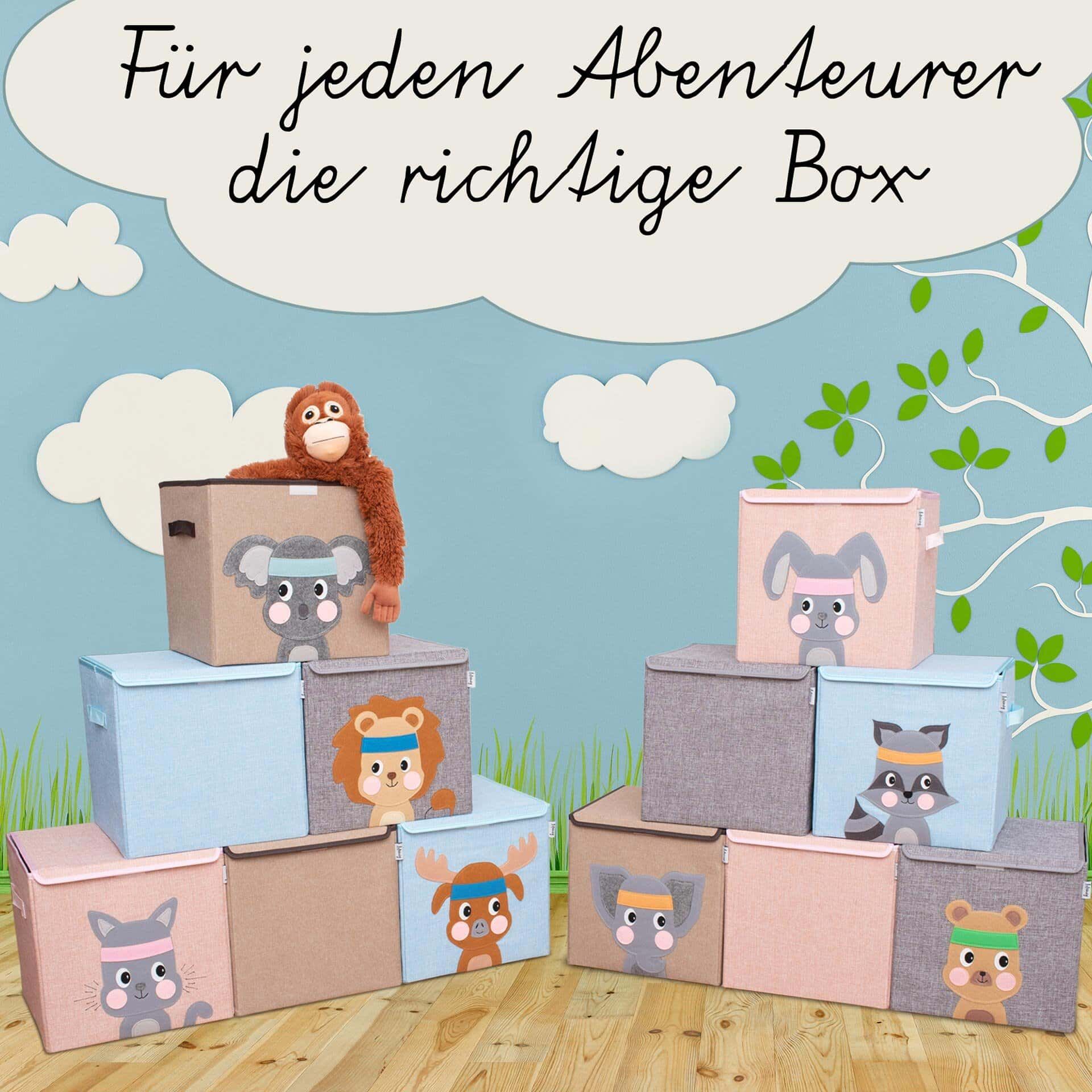 Aufbewahrungsbox mit Deckel, Bär, grau, 33x33x33cm